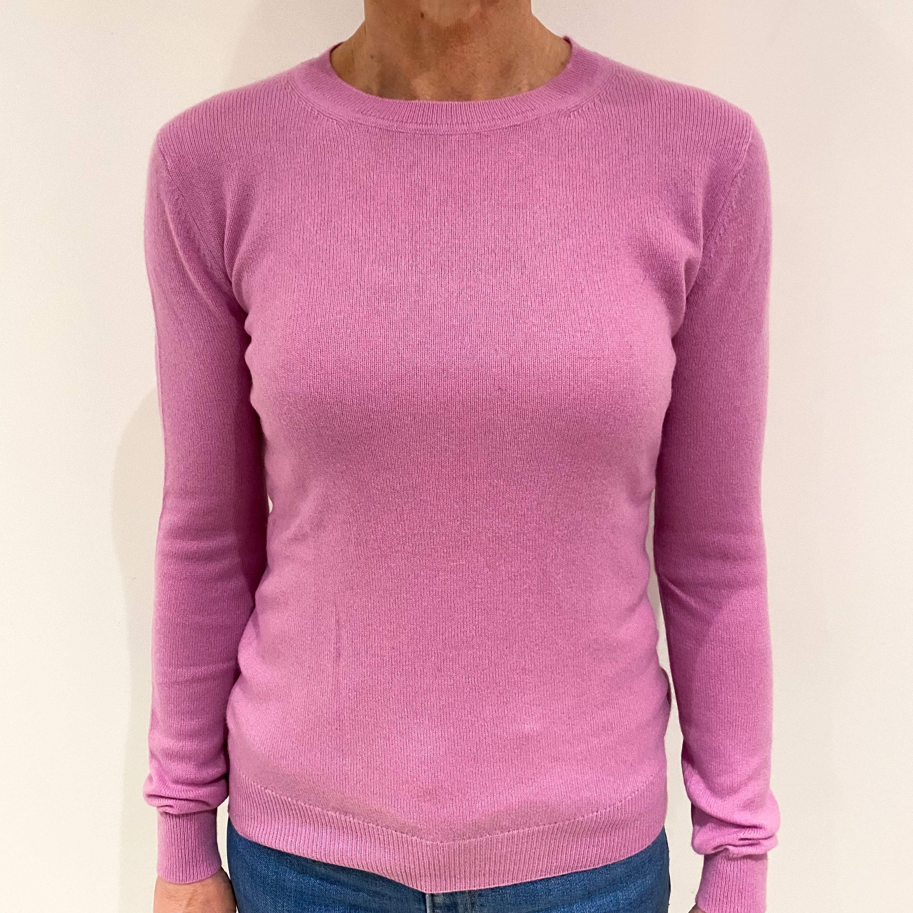 Foxglove Pink Cashmere Crew Neck Jumper Small