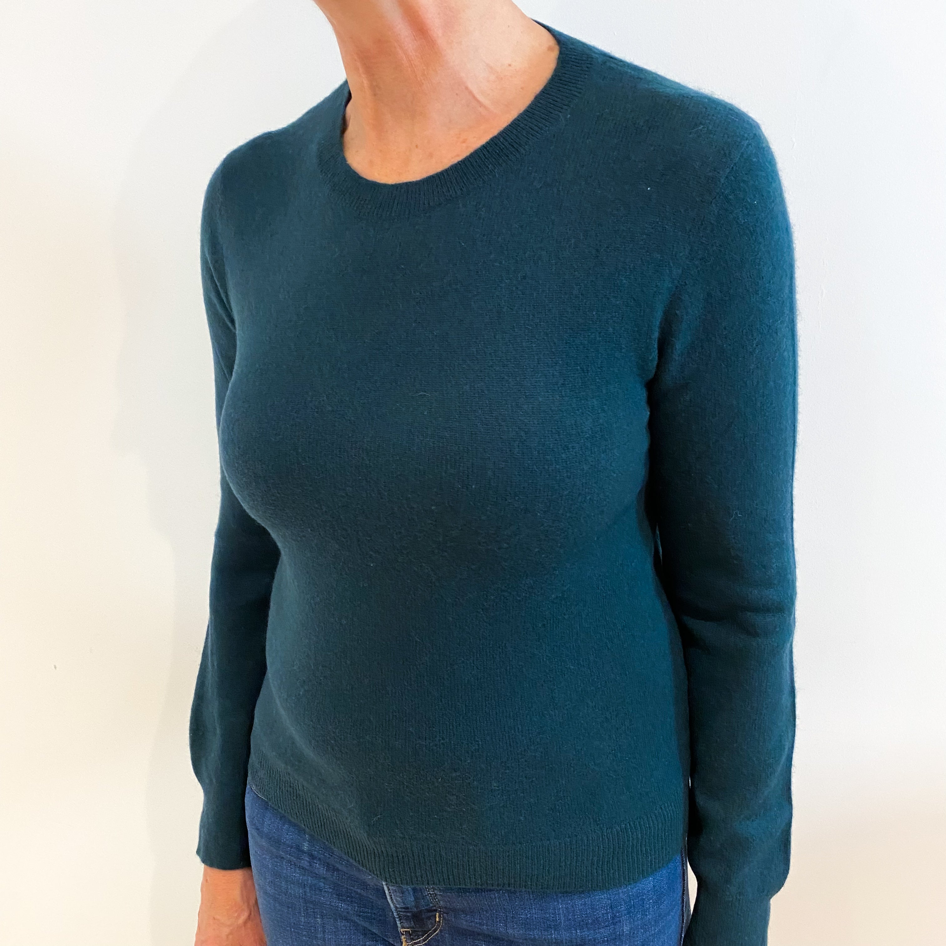 Dark Forest Green Cashmere Crew Neck Jumper Medium