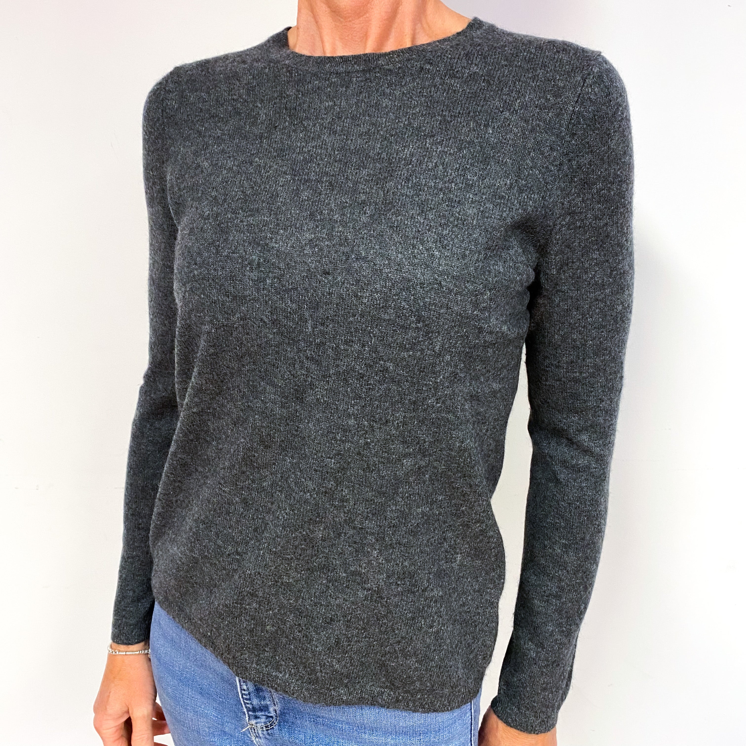 Slate Grey Cashmere Crew Neck Jumper Medium