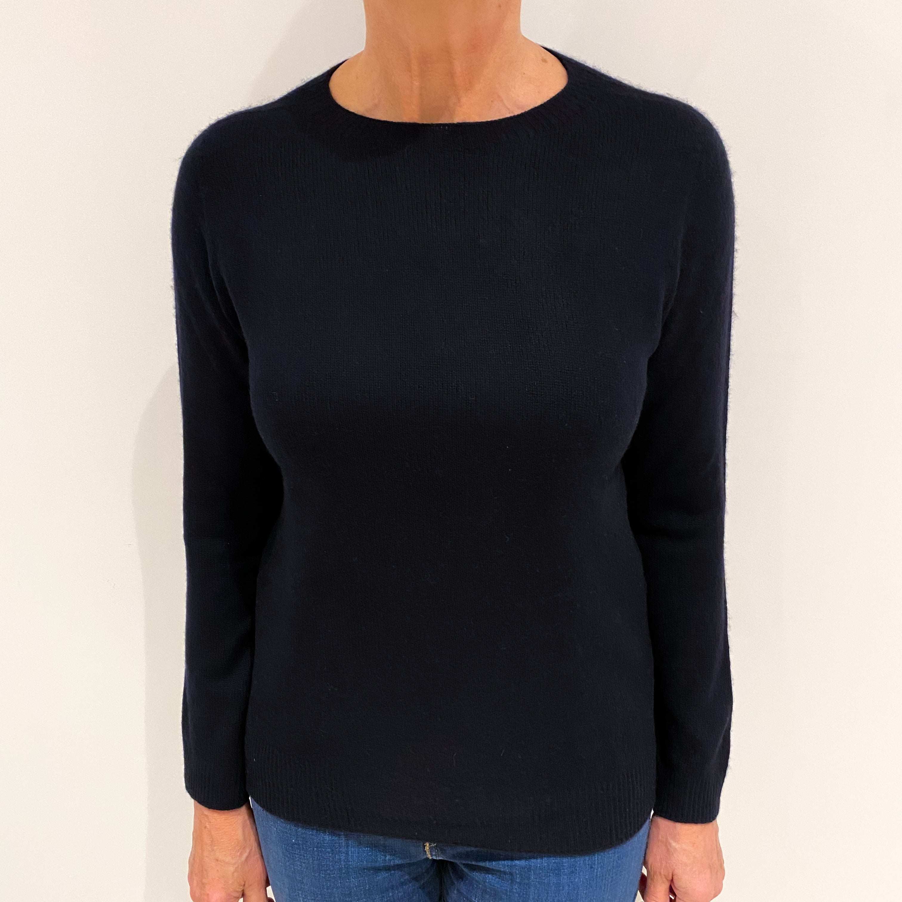 Navy Blue Cashmere Crew Neck Jumper Medium