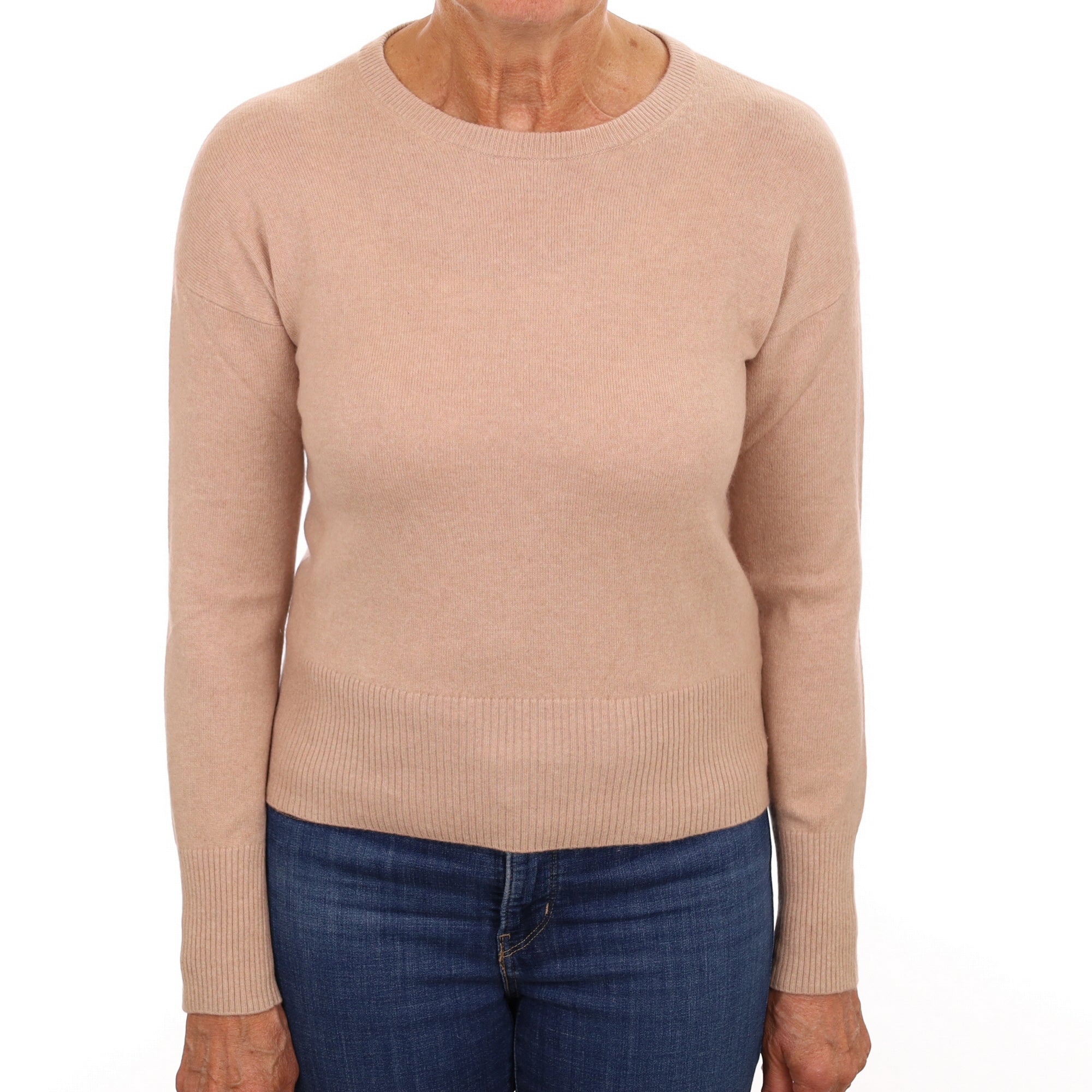 Fudge Brown Cashmere Crew Neck Jumper Medium