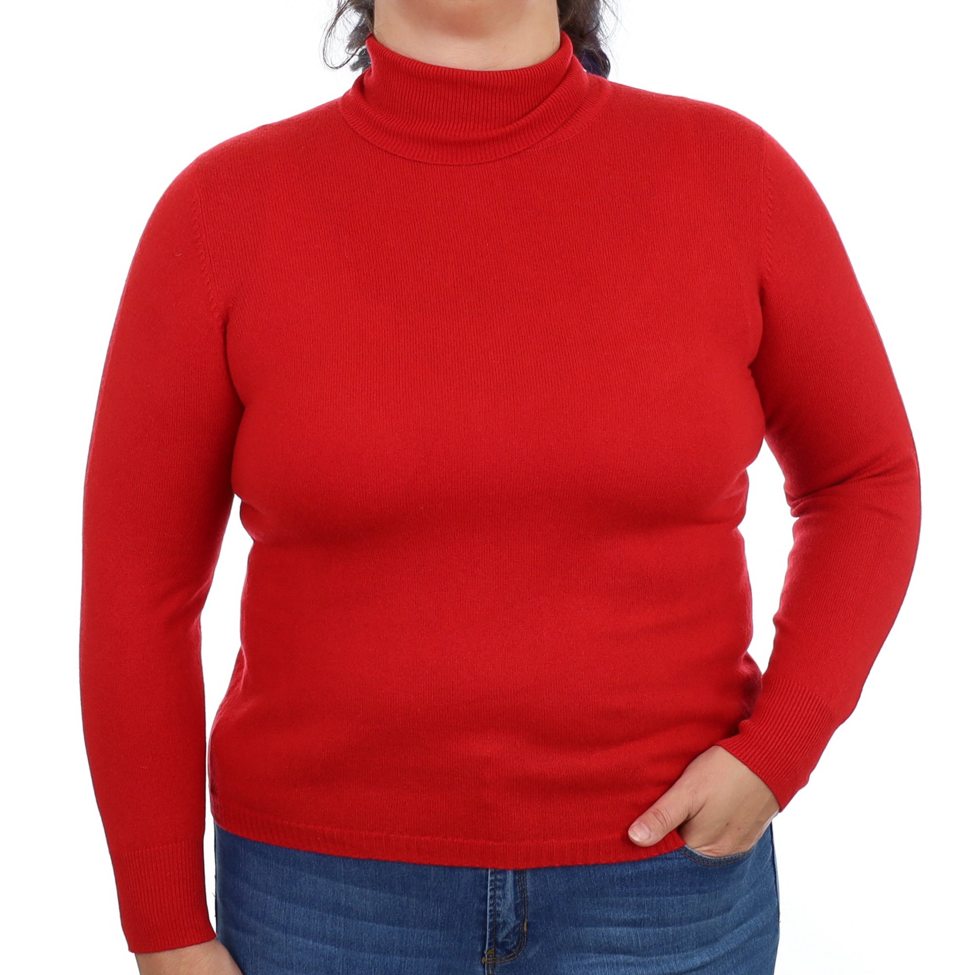 Vintage Red Polo Neck Jumper - M