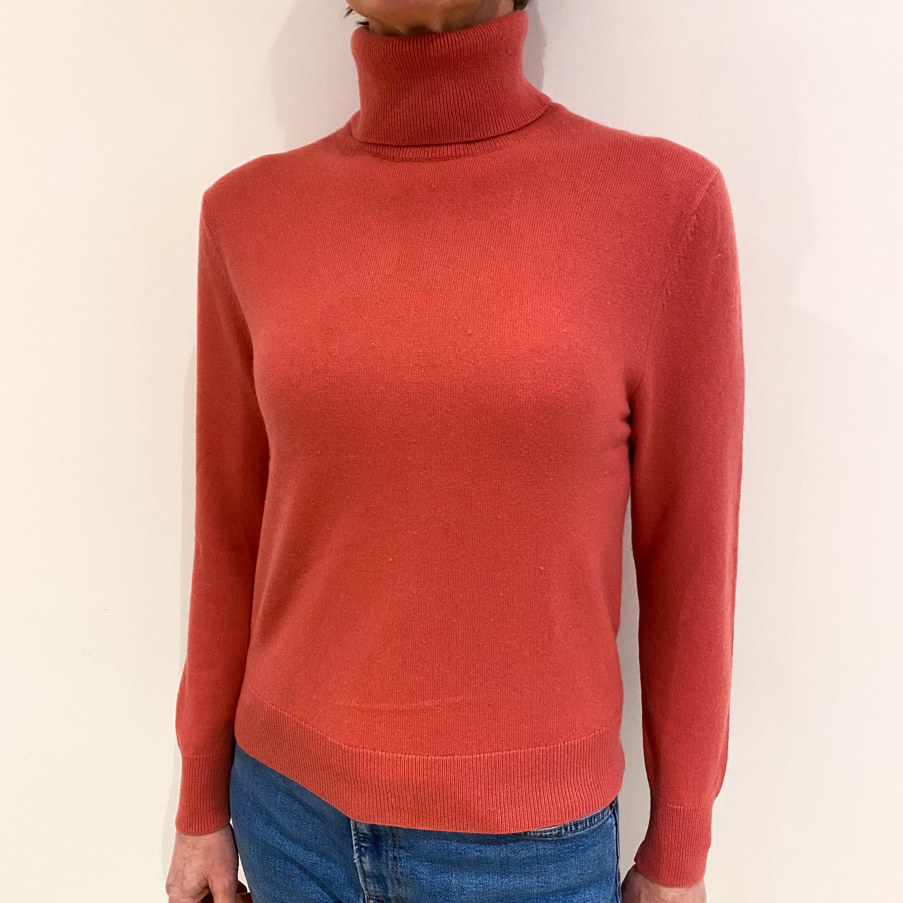 Rouge Pink Cashmere Polo Neck Jumper Small