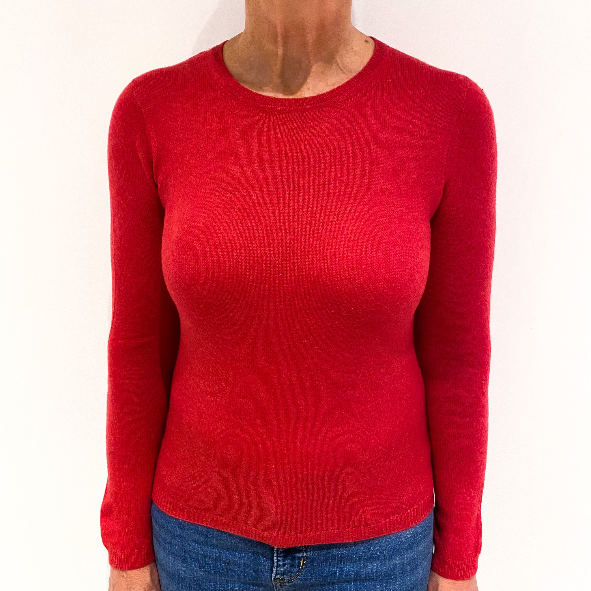 Raspberry Pink Cashmere Crew Neck Jumper Medium