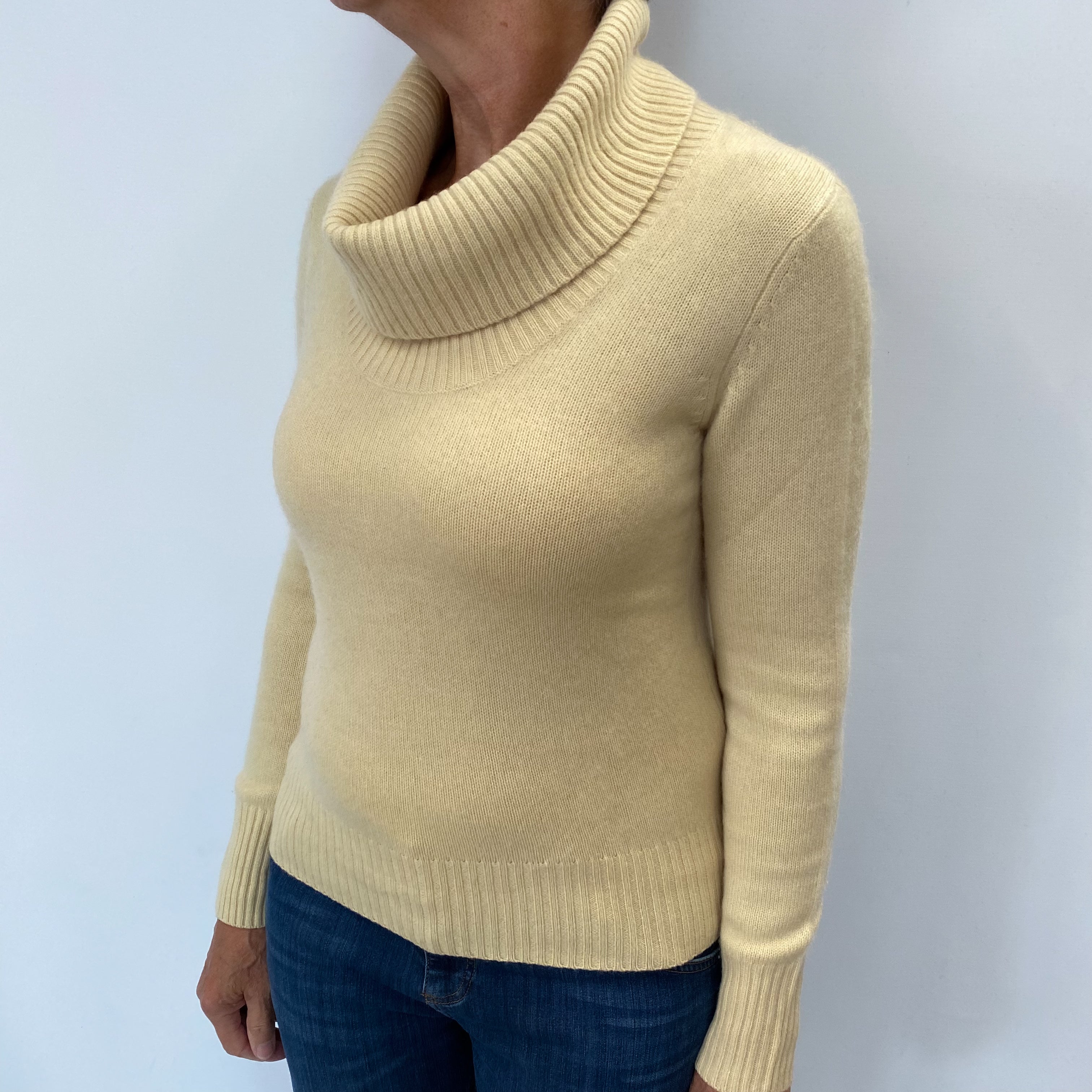 Clotted Cream Cashmere Cowl Neck Jumper Medium