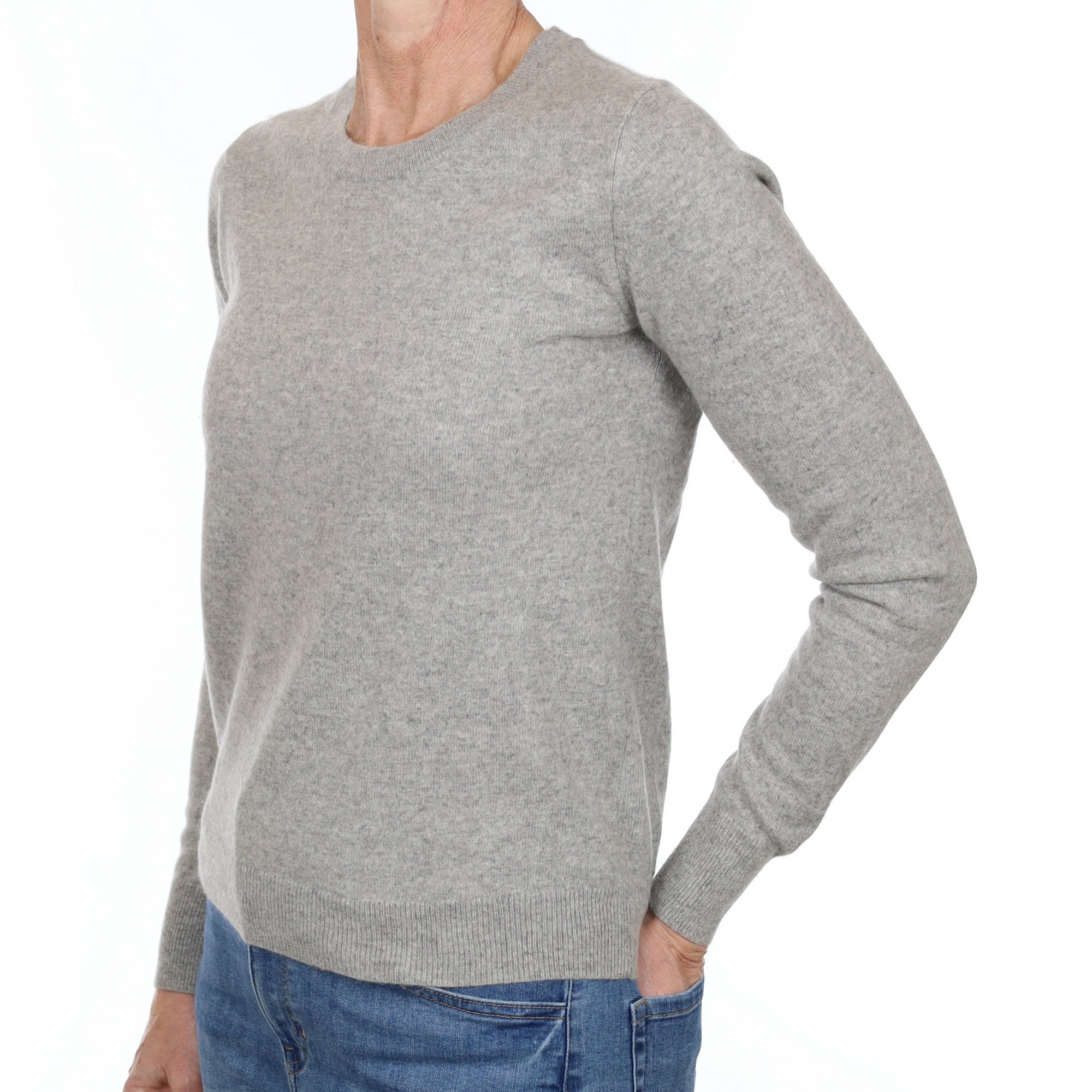 Smoke Grey Cashmere Crew Neck Jumper Small