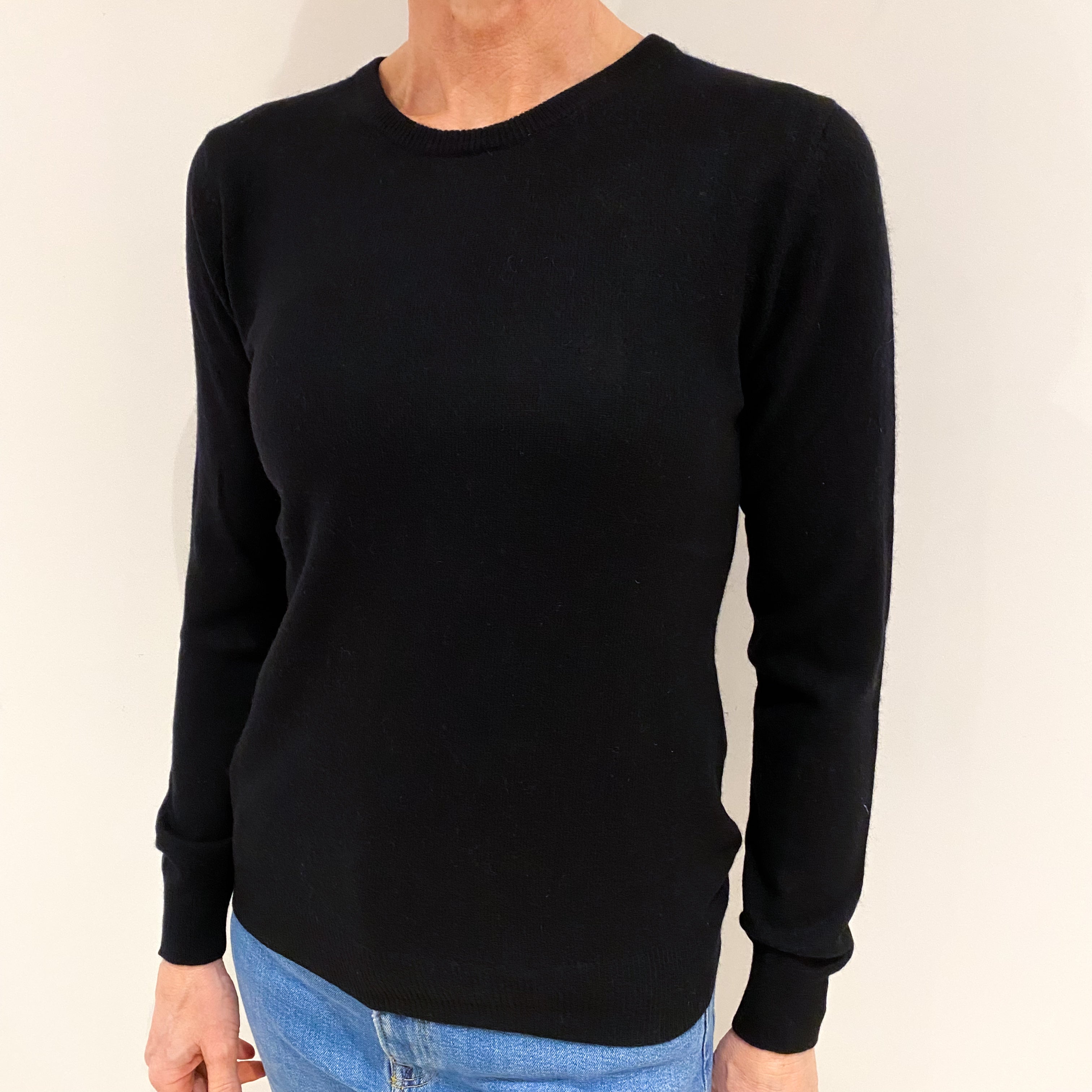 Black Cashmere Crew Neck Jumper Small