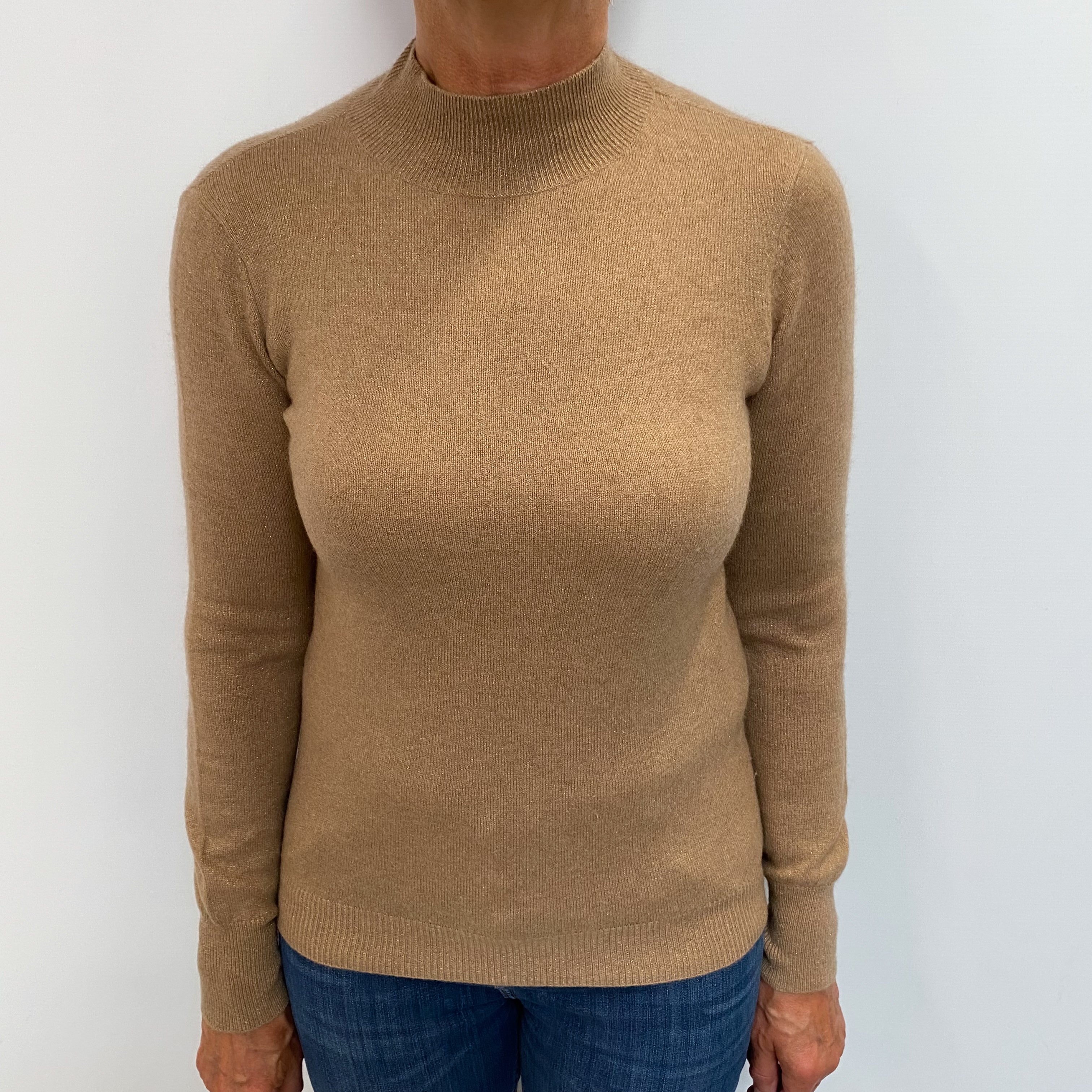 Fudge Brown Cashmere Turtle Neck Jumper Medium