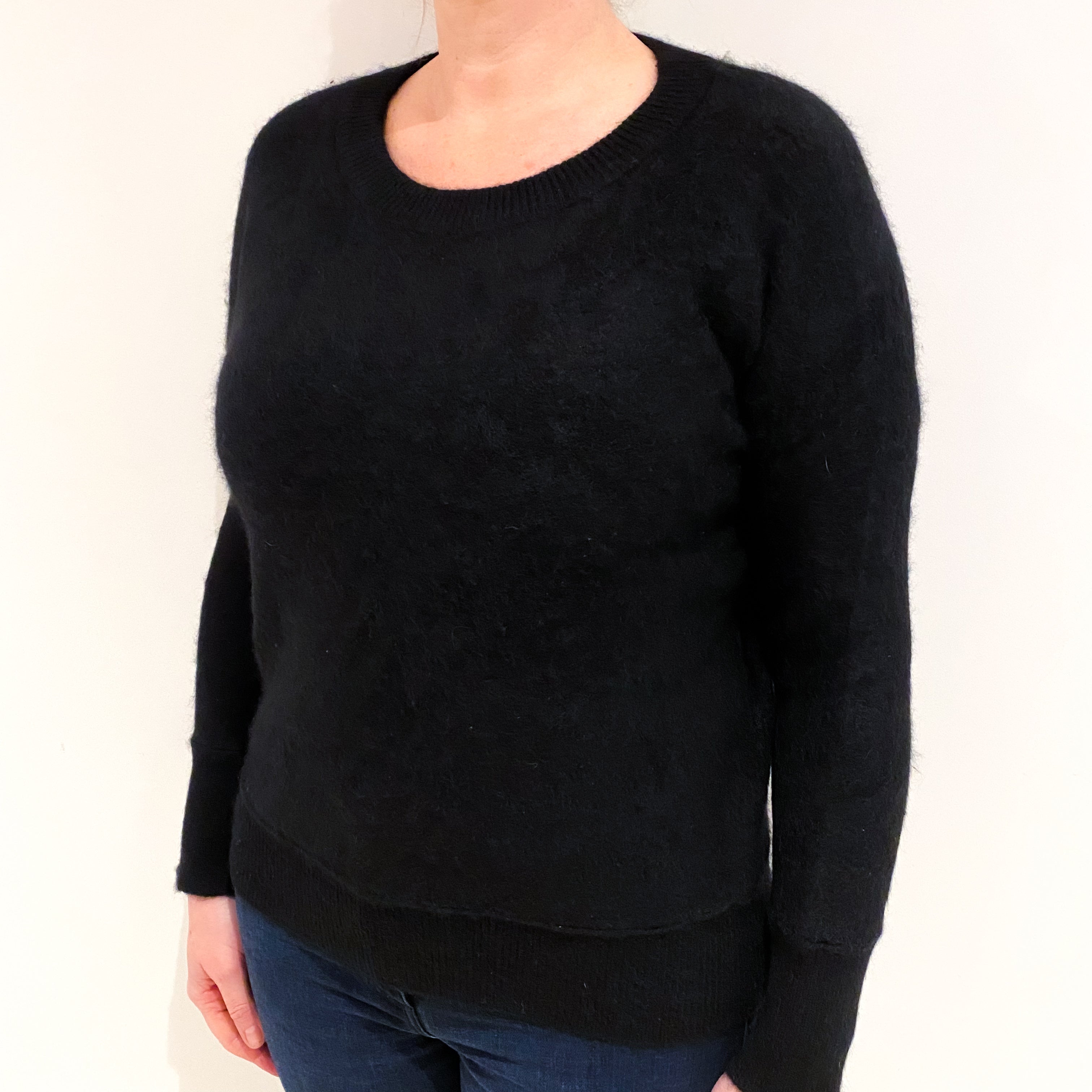 Rachel Zoe Black Cashmere Crew Neck Jumper Large