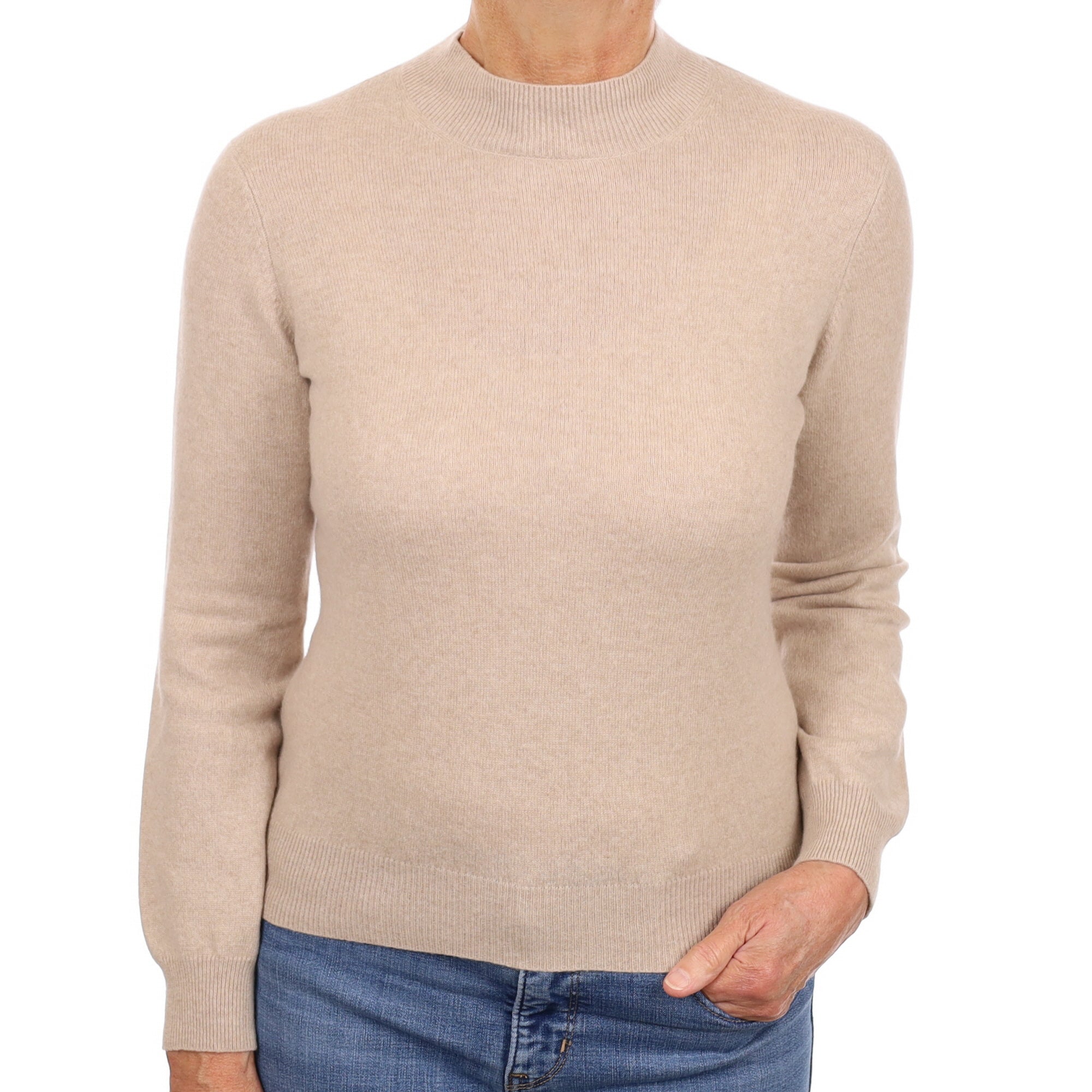 Fawn Cashmere Turtle Neck Jumper Medium
