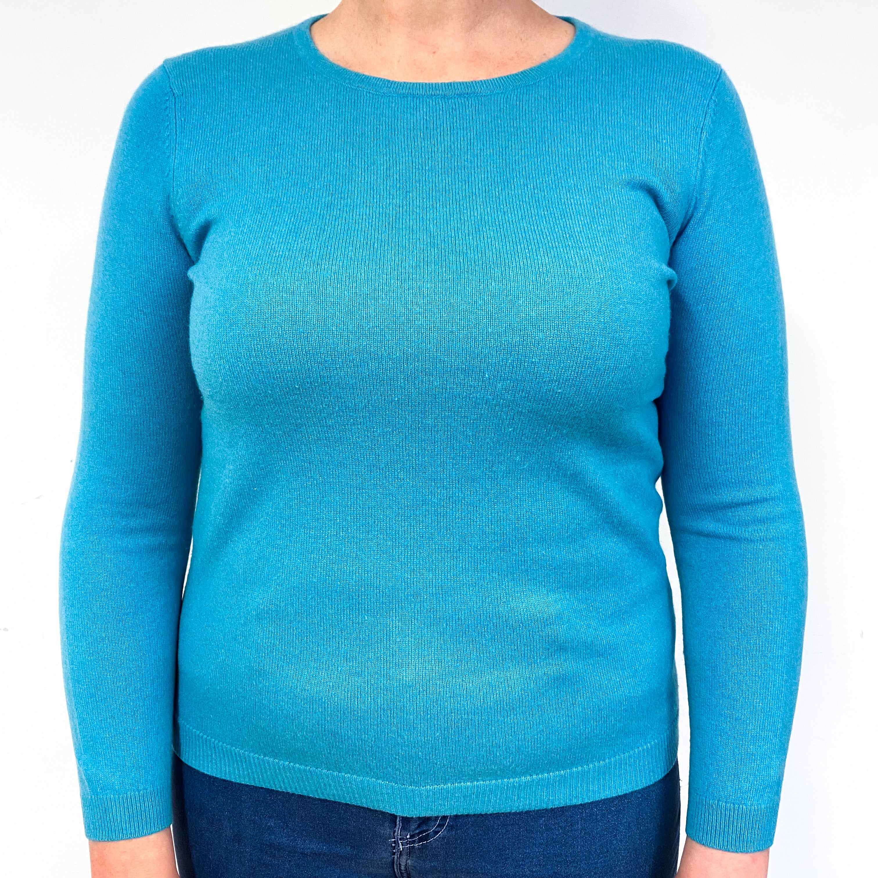Turquoise Green Cashmere Crew Neck Jumper Large
