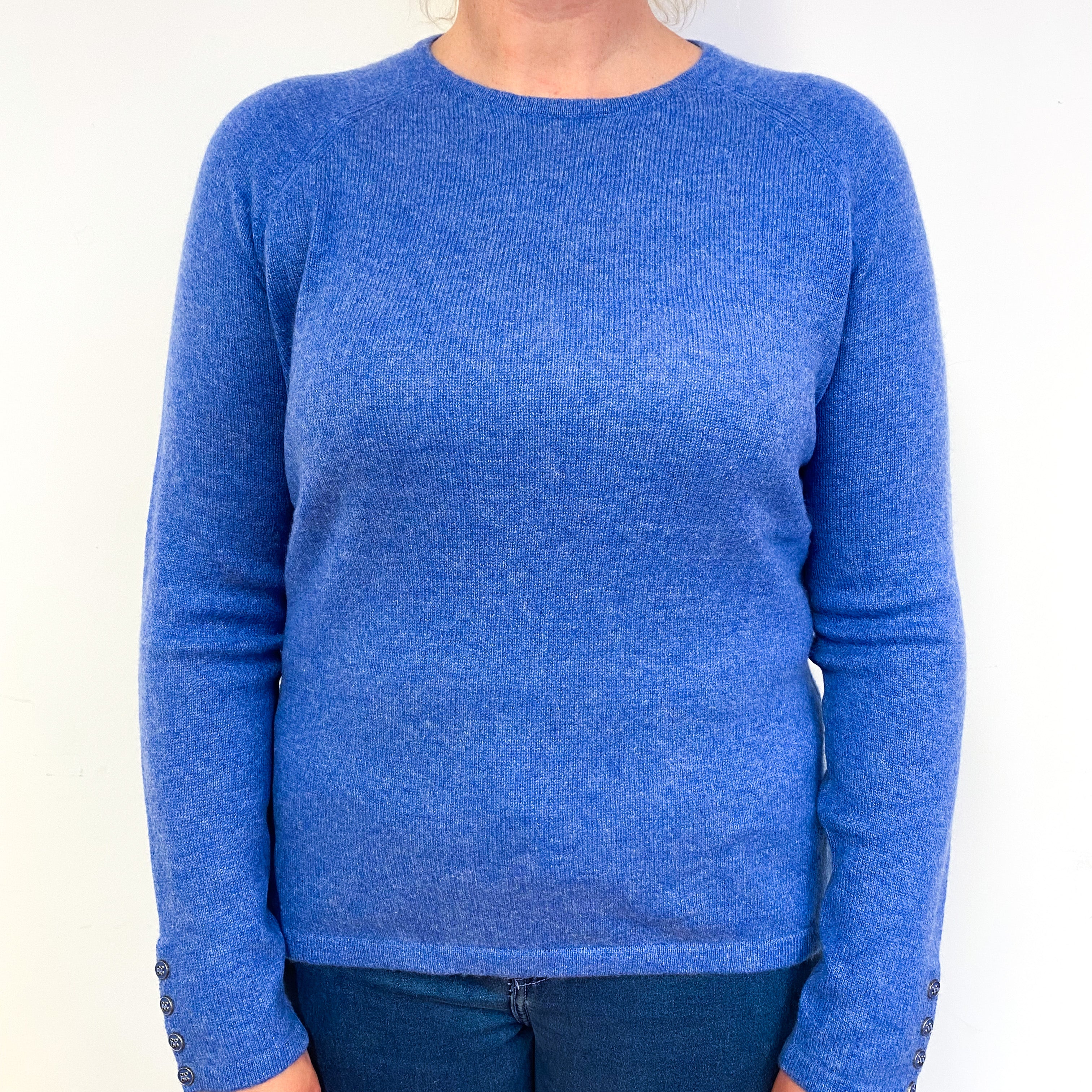 Tanzanite Blue Cashmere Crew Neck Jumper Large