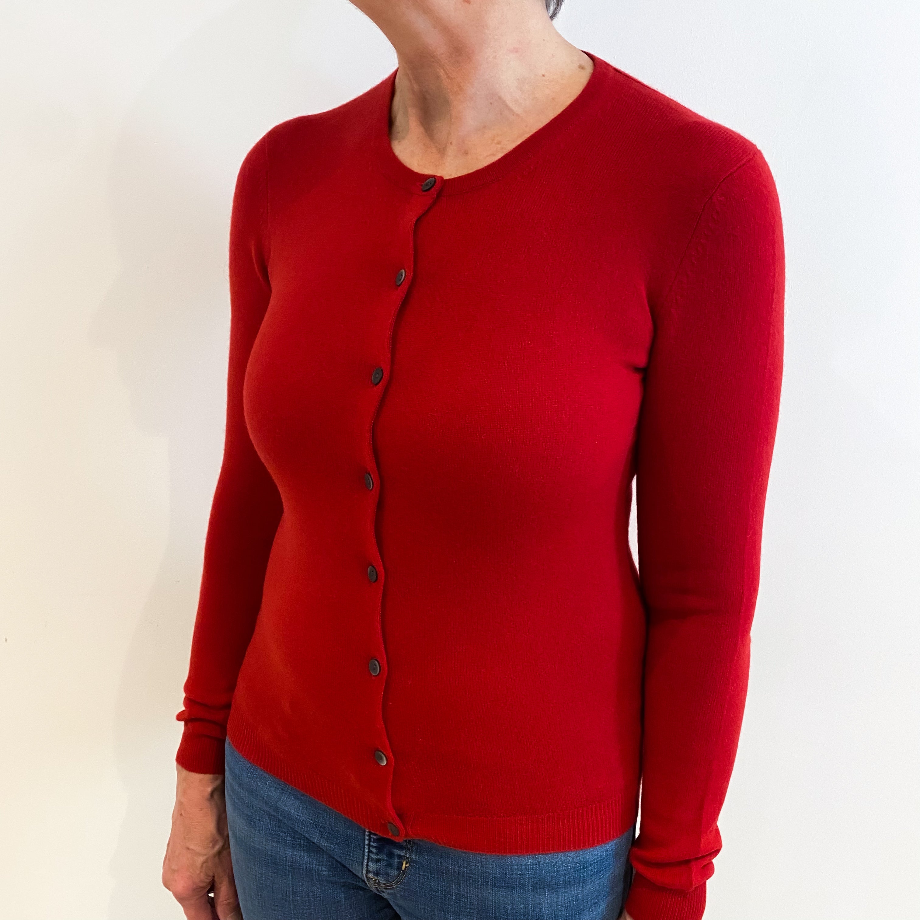 Scarlet Red Cashmere Cardigan Medium