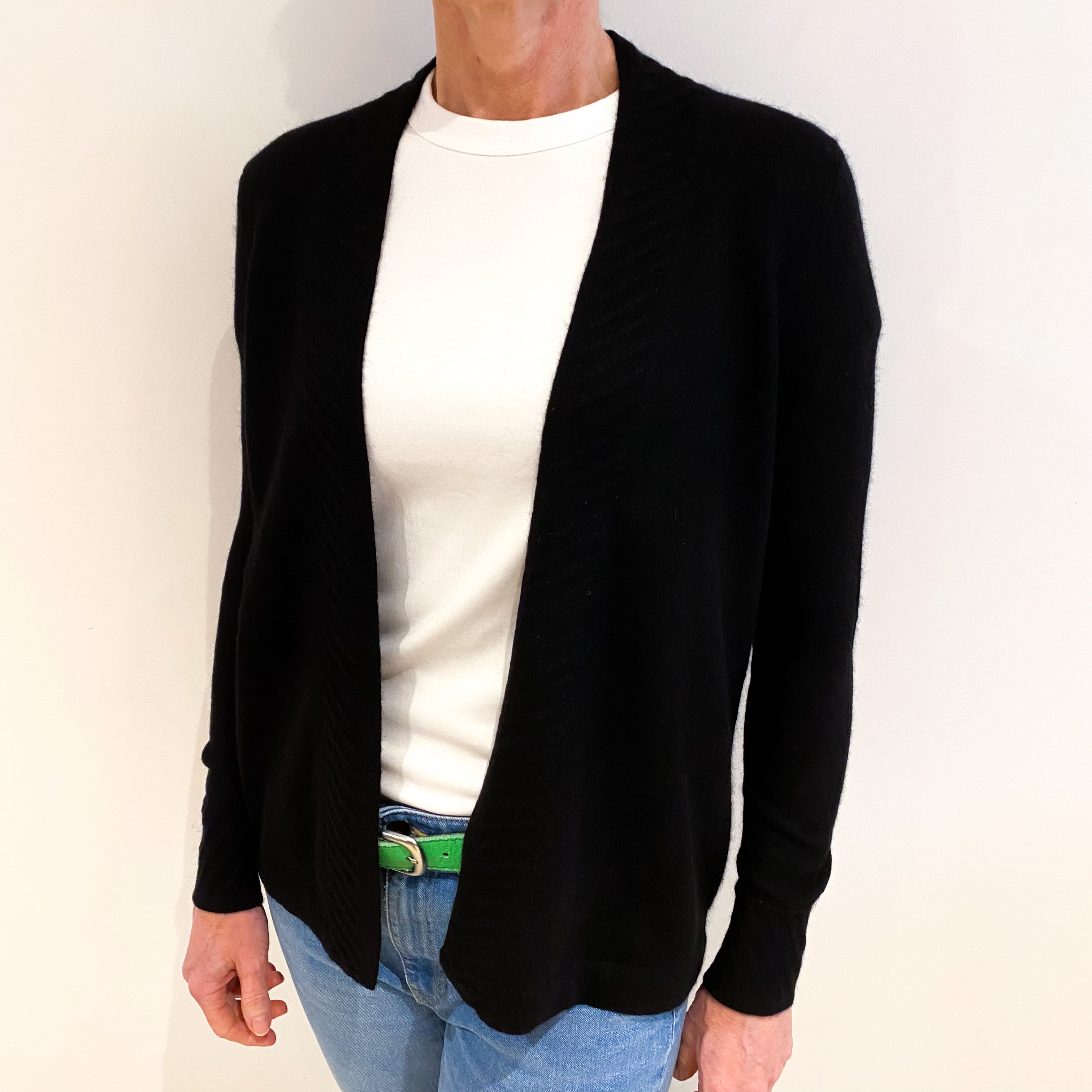 Black Cashmere Edge To Edge Cardigan Small