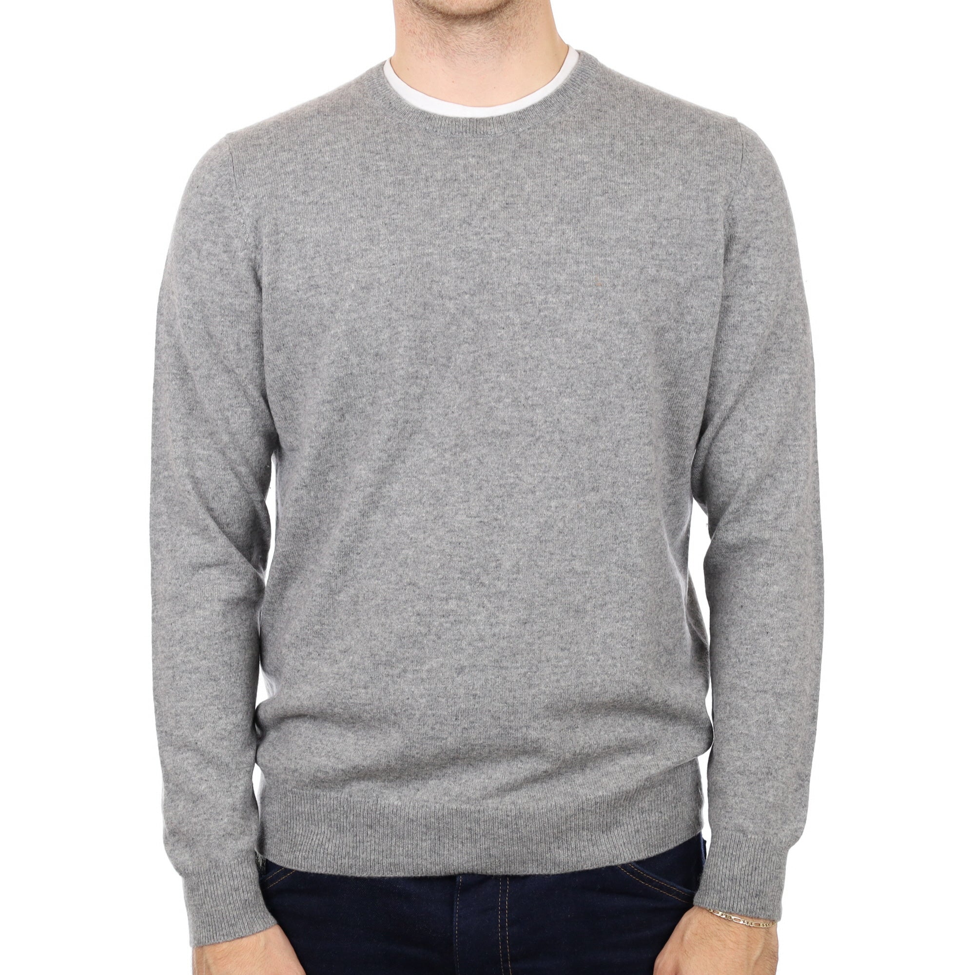 Men's Smoke Grey Cashmere Crew Neck Jumper Medium