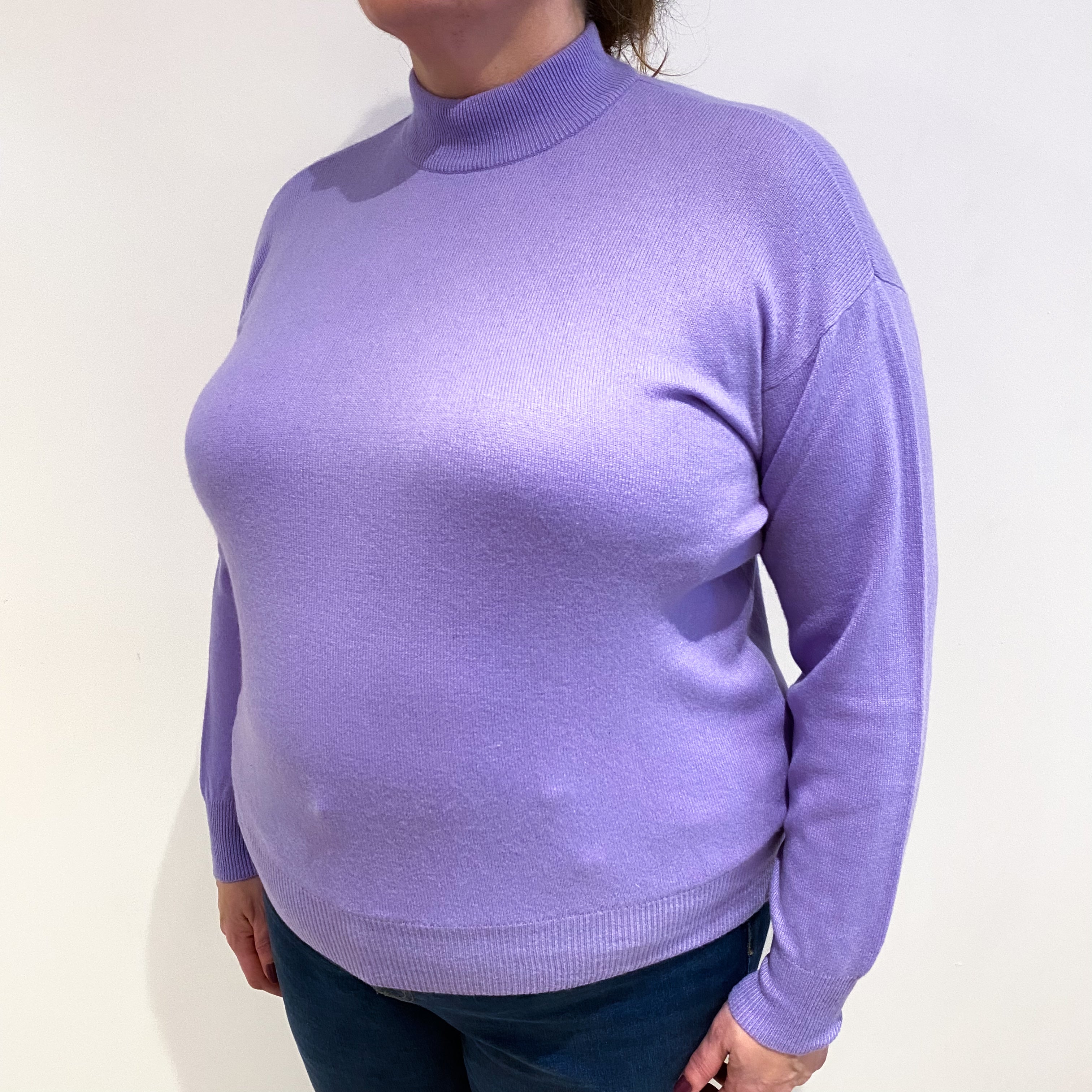 Lavender Purple Cashmere Turtle Neck Jumper Extra Large