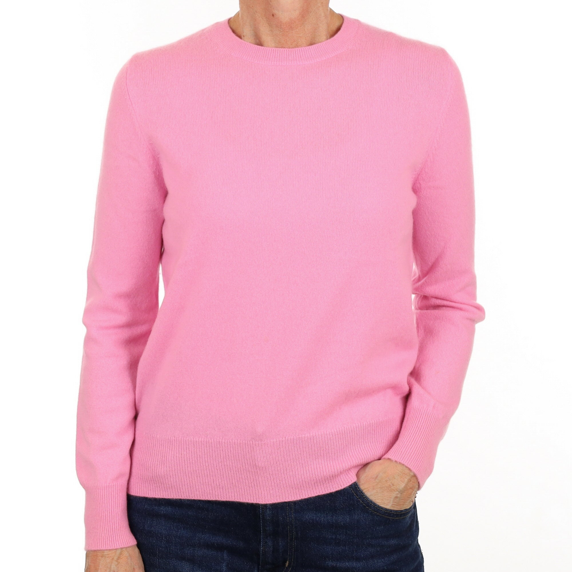 Bubblegum Pink Cashmere Crew Neck Jumper Small