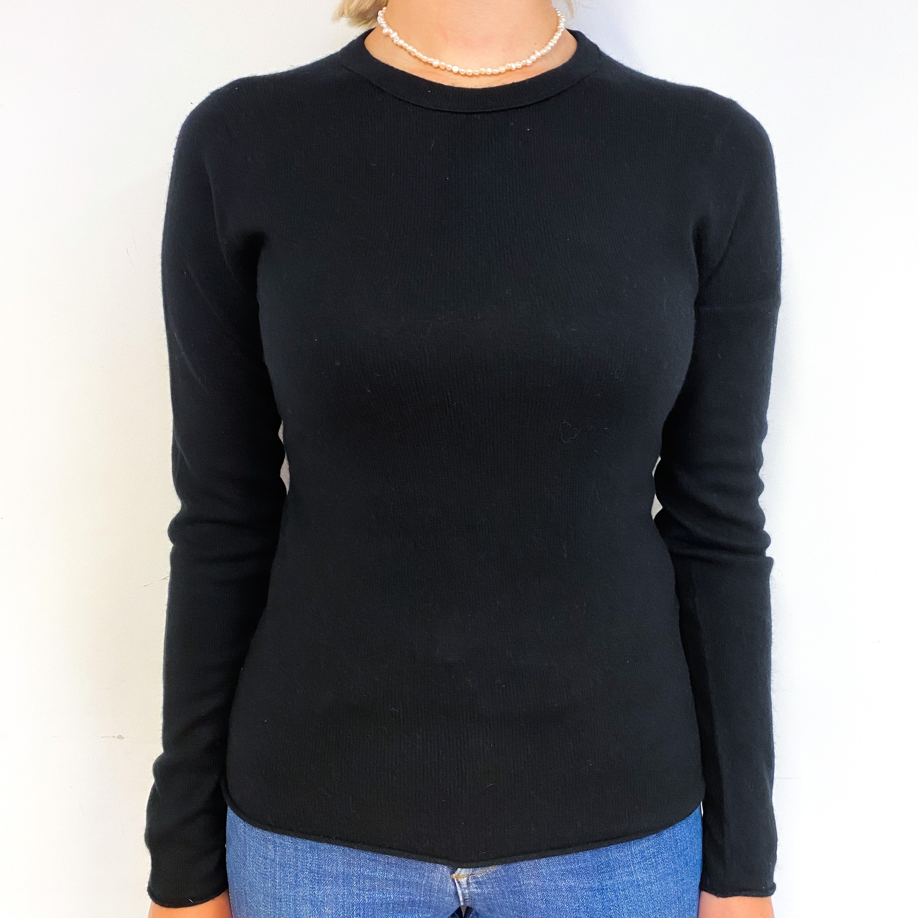 Black Cashmere Crew Neck Jumper Small