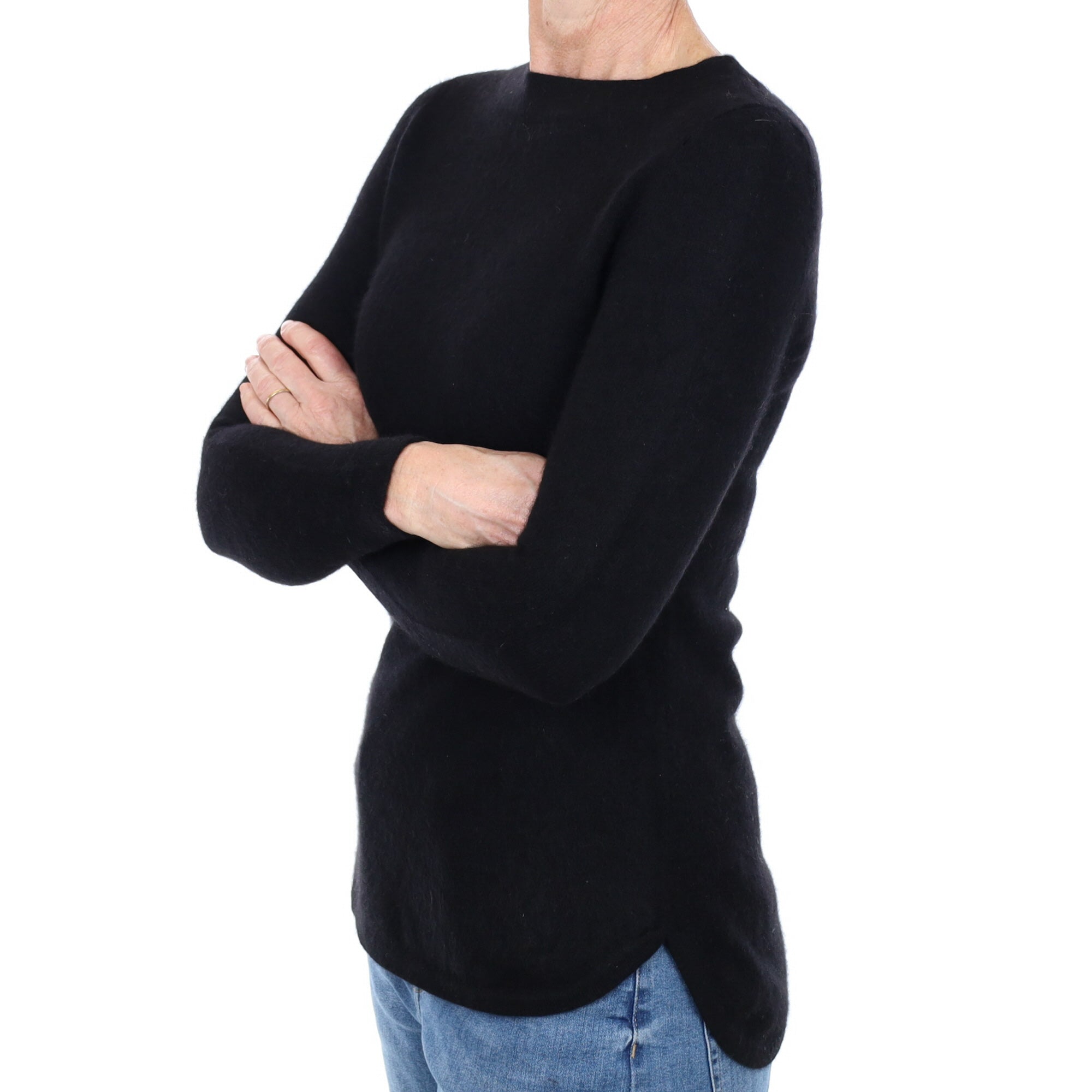 Black Cashmere Crew Neck Jumper Small