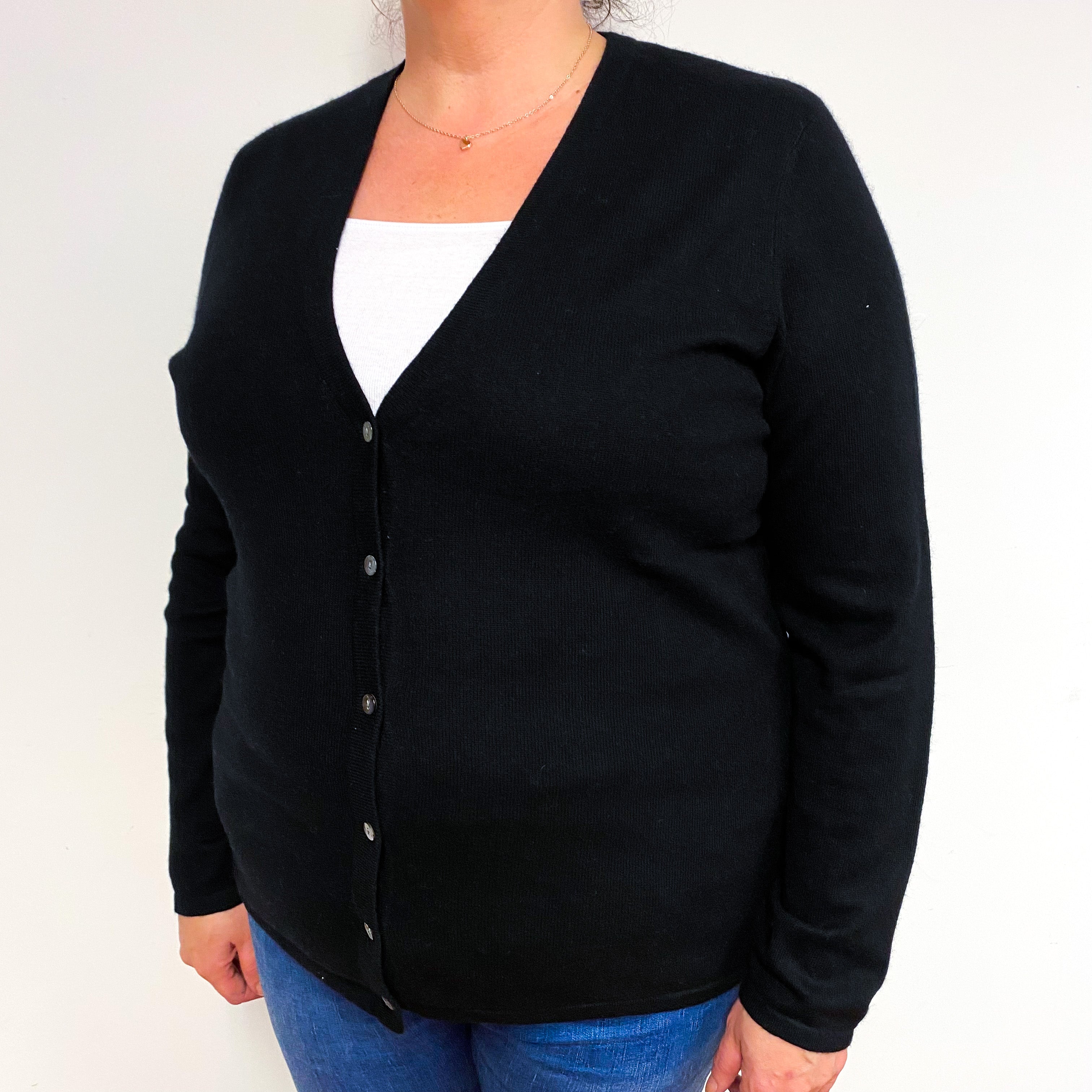 Black Cashmere V-Neck Cardigan Extra Large