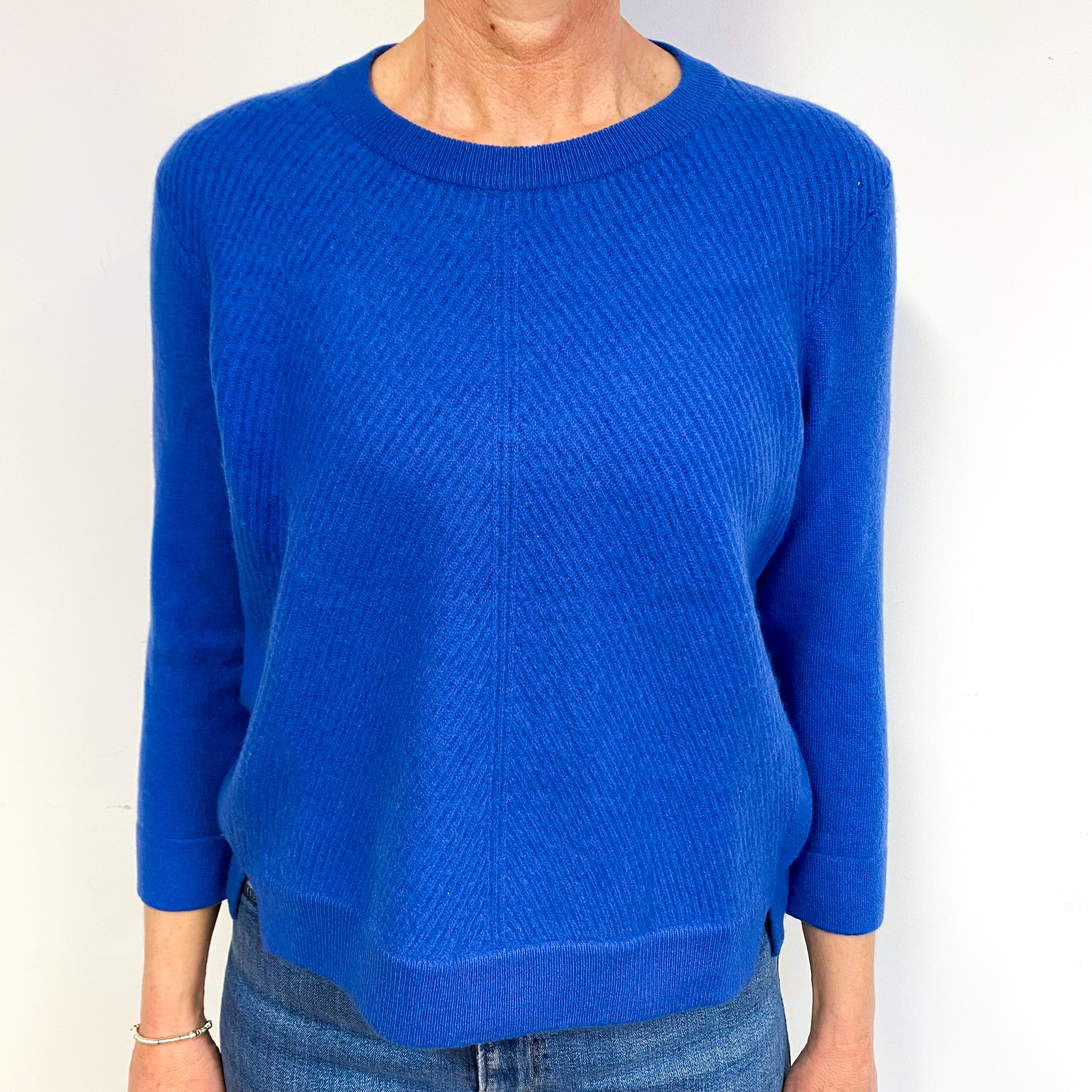 Cobalt Blue Cashmere Crew Neck Jumper Medium