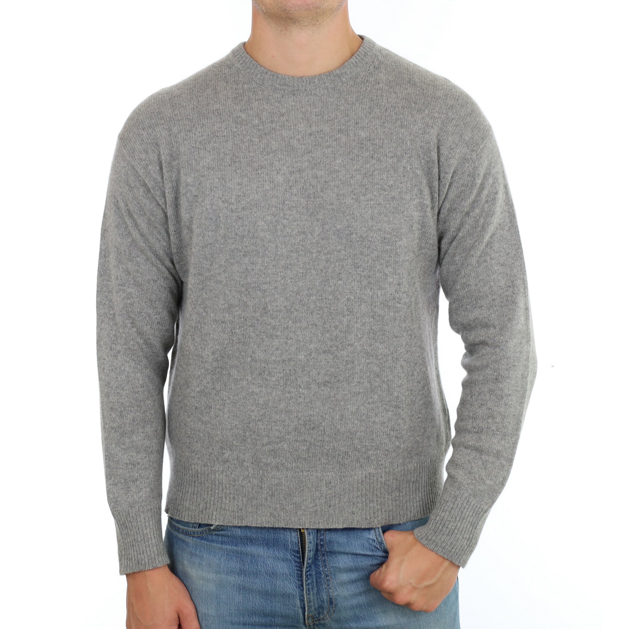 Men's Steel Grey Cashmere Crew Neck Jumper XL