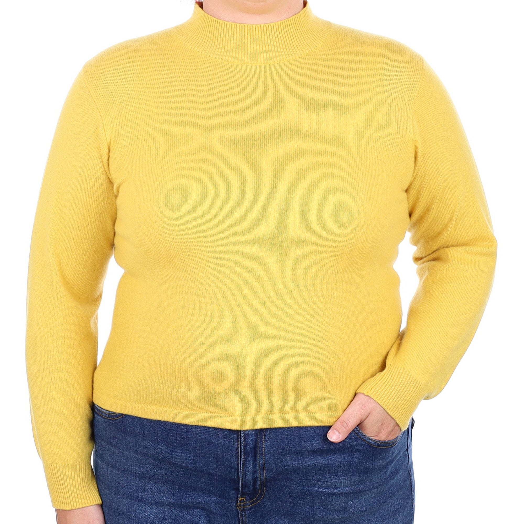 Sunflower Yellow Cashmere Turtle Neck Jumper Large