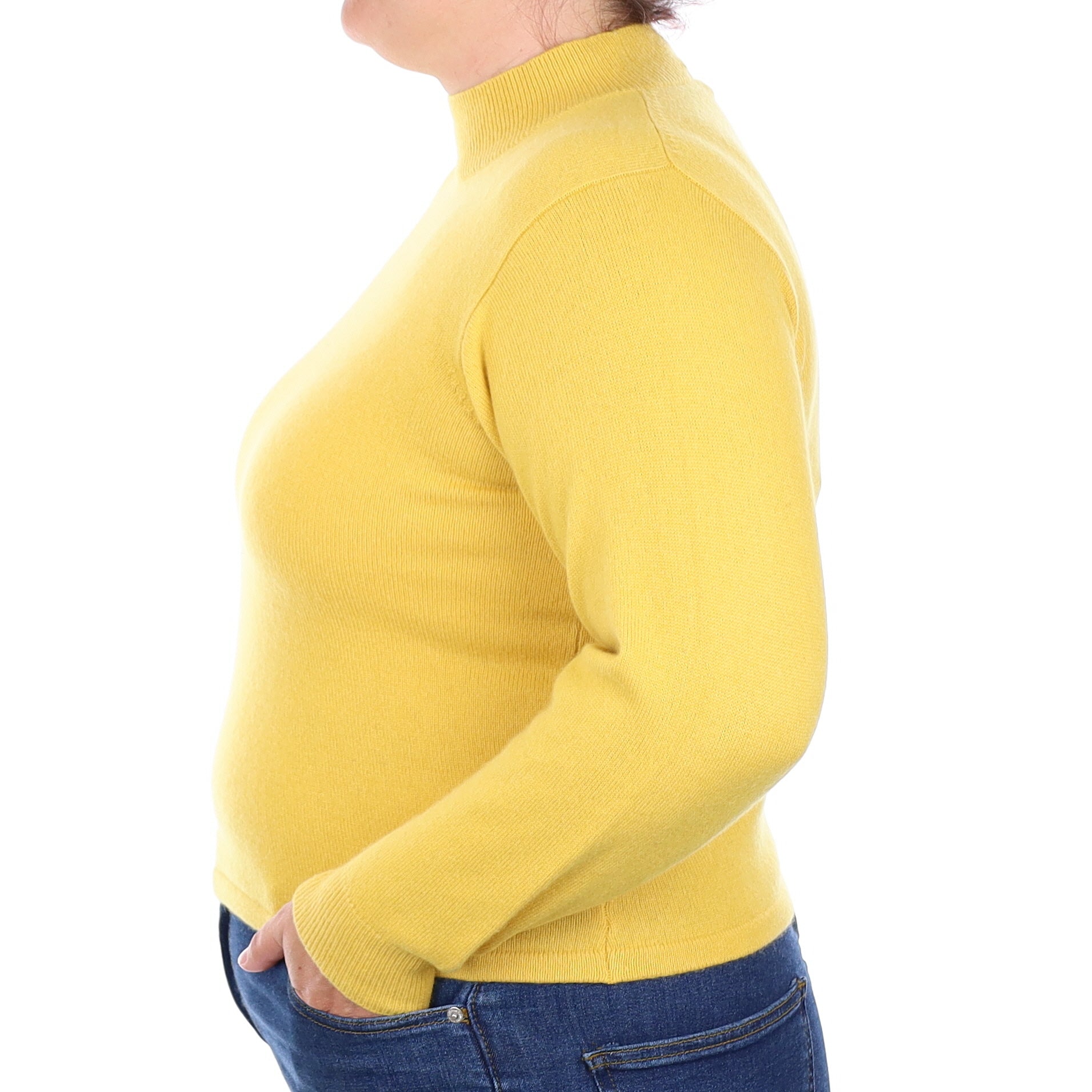 Sunflower Yellow Cashmere Turtle Neck Jumper Large
