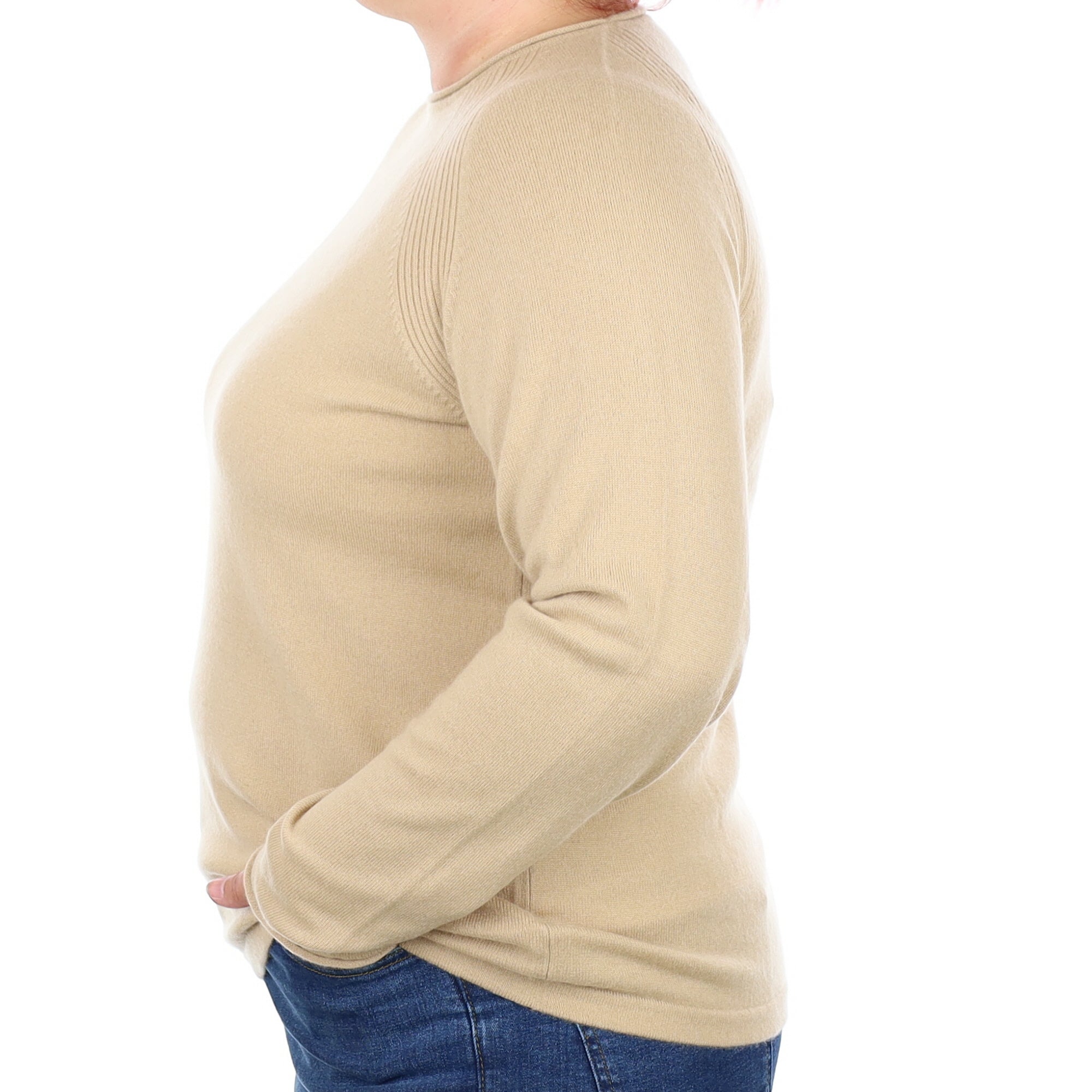 Pale Caramel Cashmere Crew Neck Jumper Large