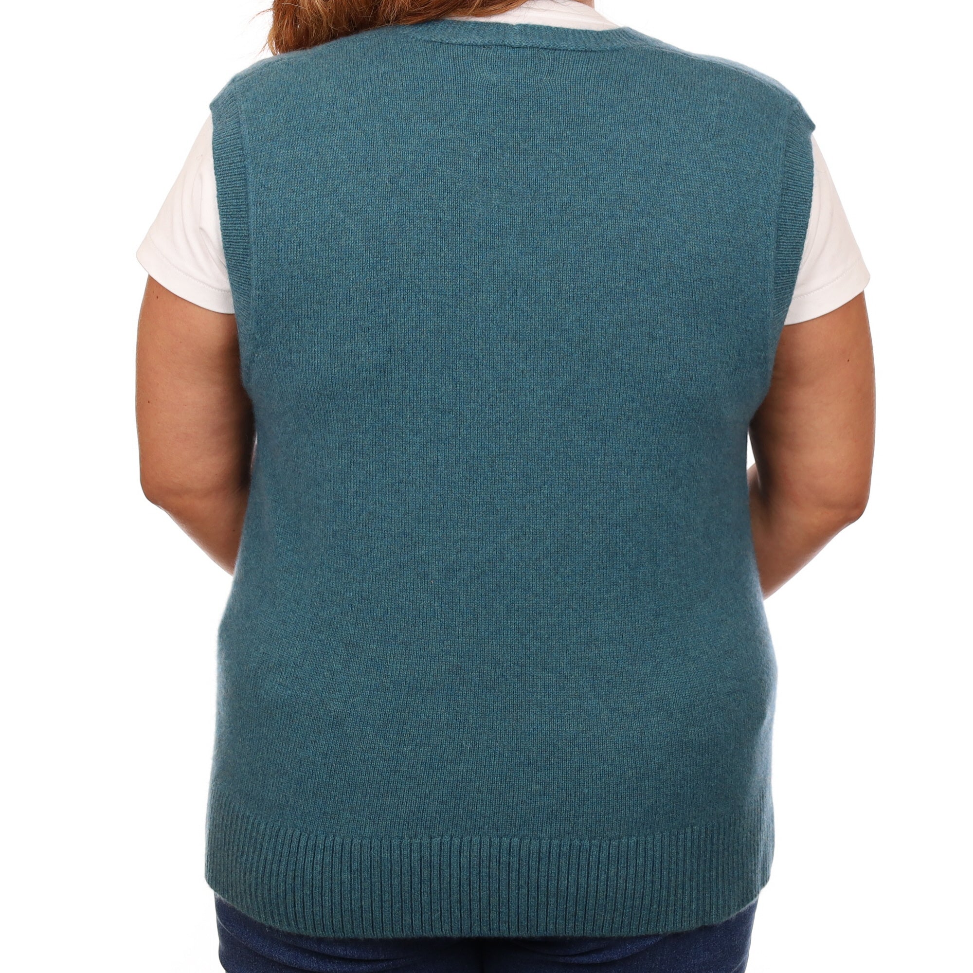 Brand New Ocean Green Luxury Cashmere Tank Top Large UK 16-18