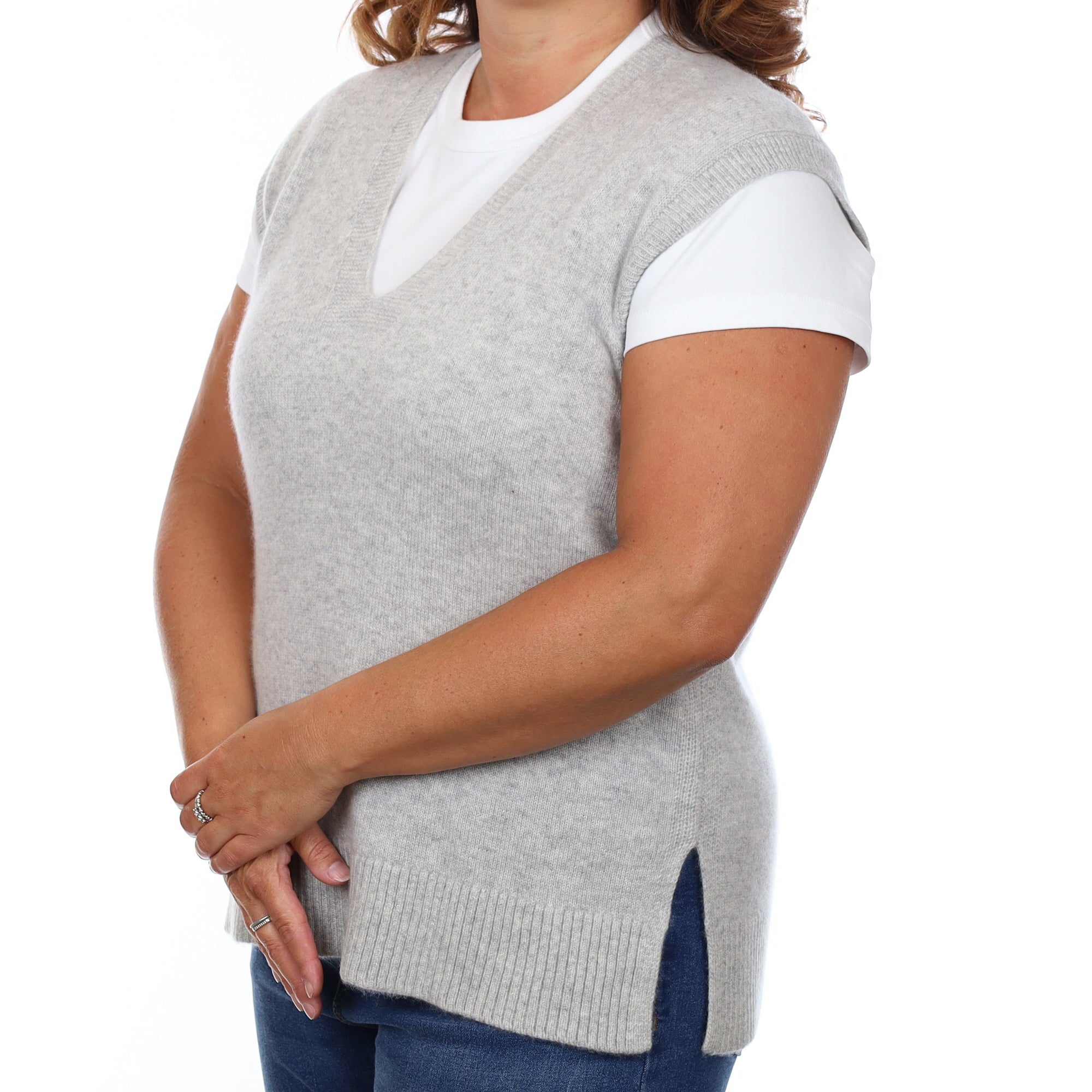 Brand New Mist Grey Luxury Cashmere Tank Top Large UK 16-18