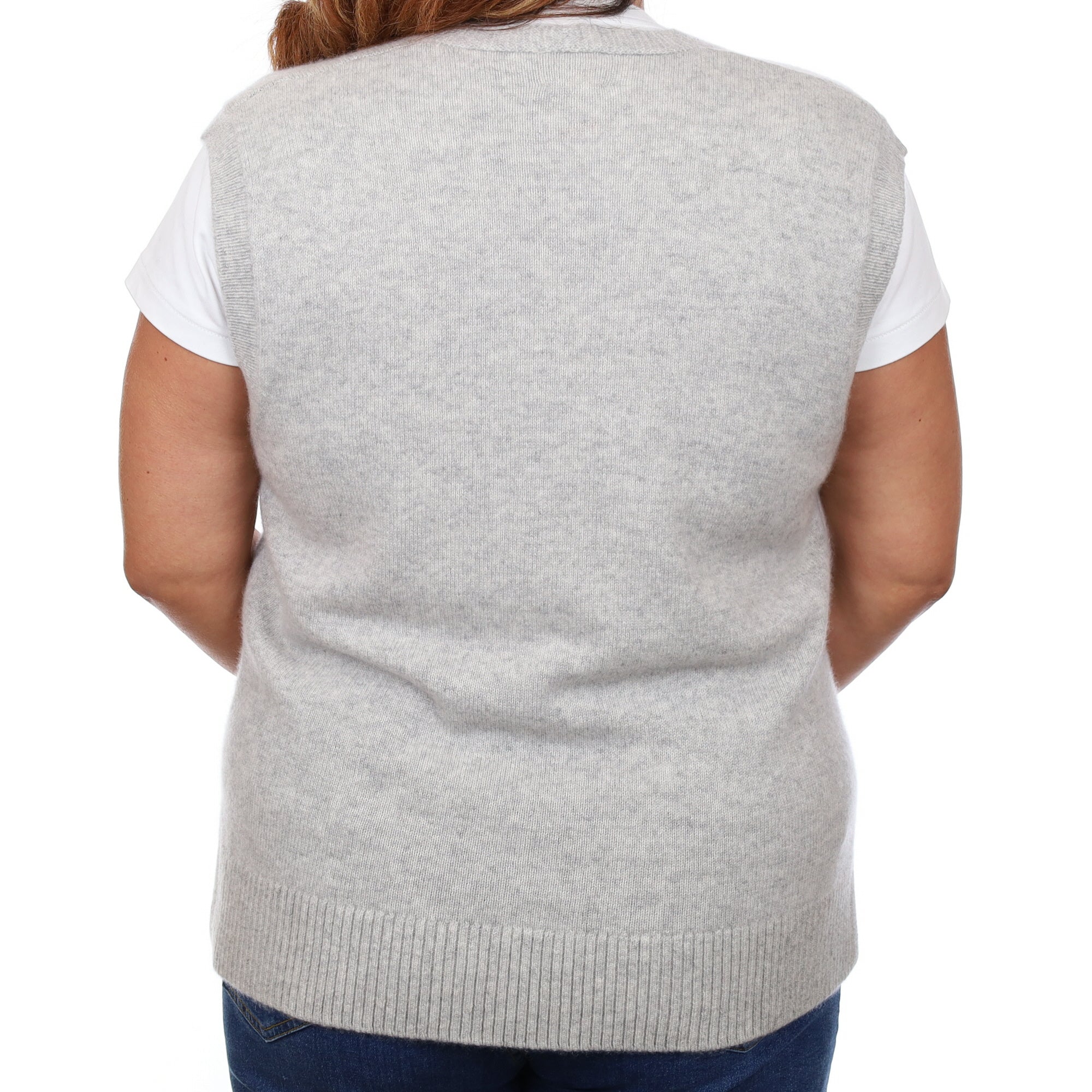 Brand New Mist Grey Luxury Cashmere Tank Top Large UK 16-18