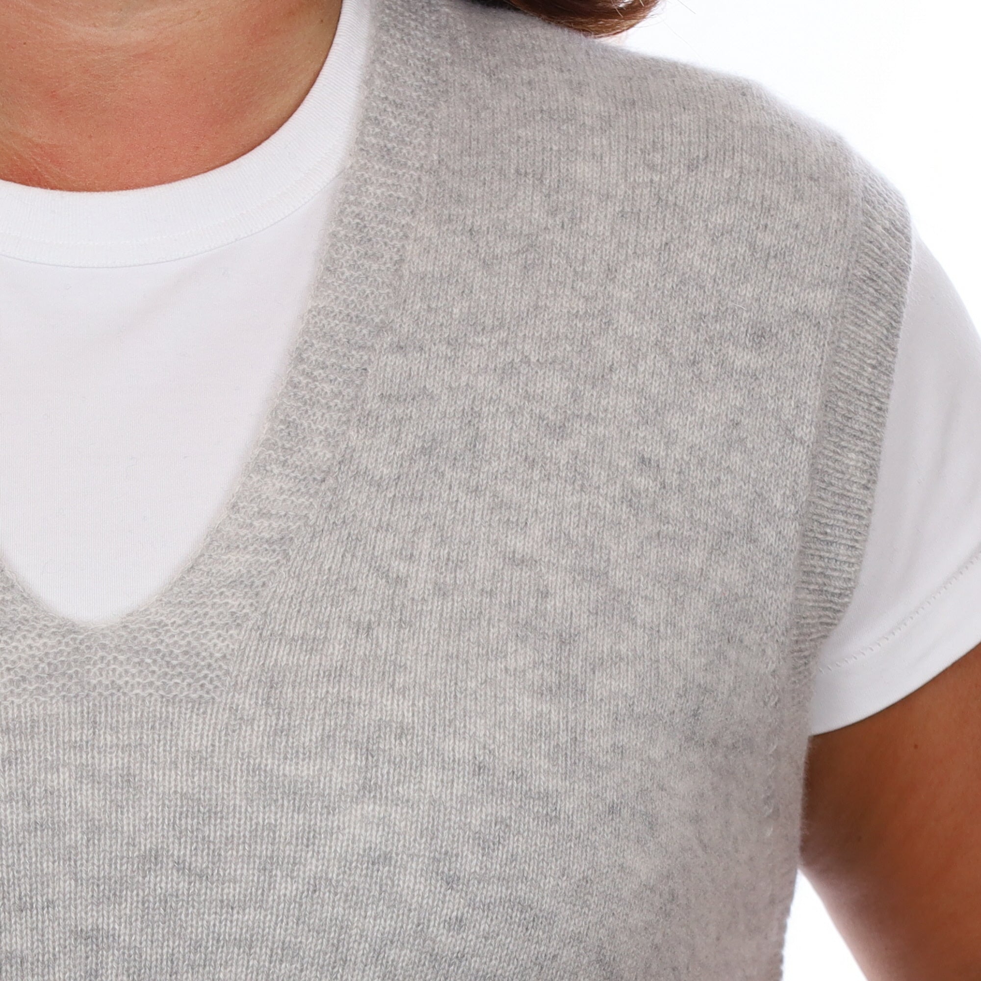 Brand New Mist Grey Luxury Cashmere Tank Top Large UK 16-18