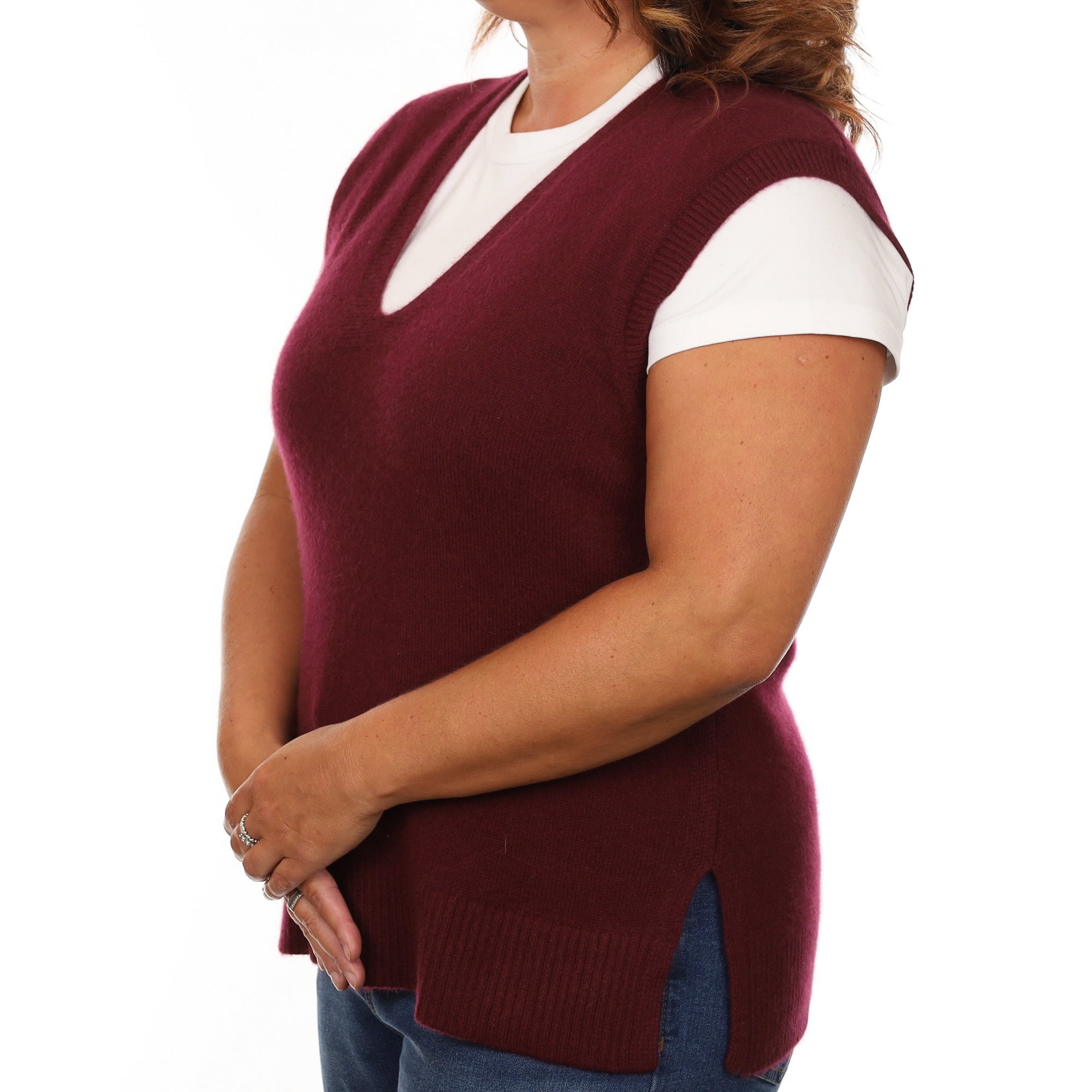 Brand New Rich Wine Luxury Cashmere Tank Top Large UK 16-18