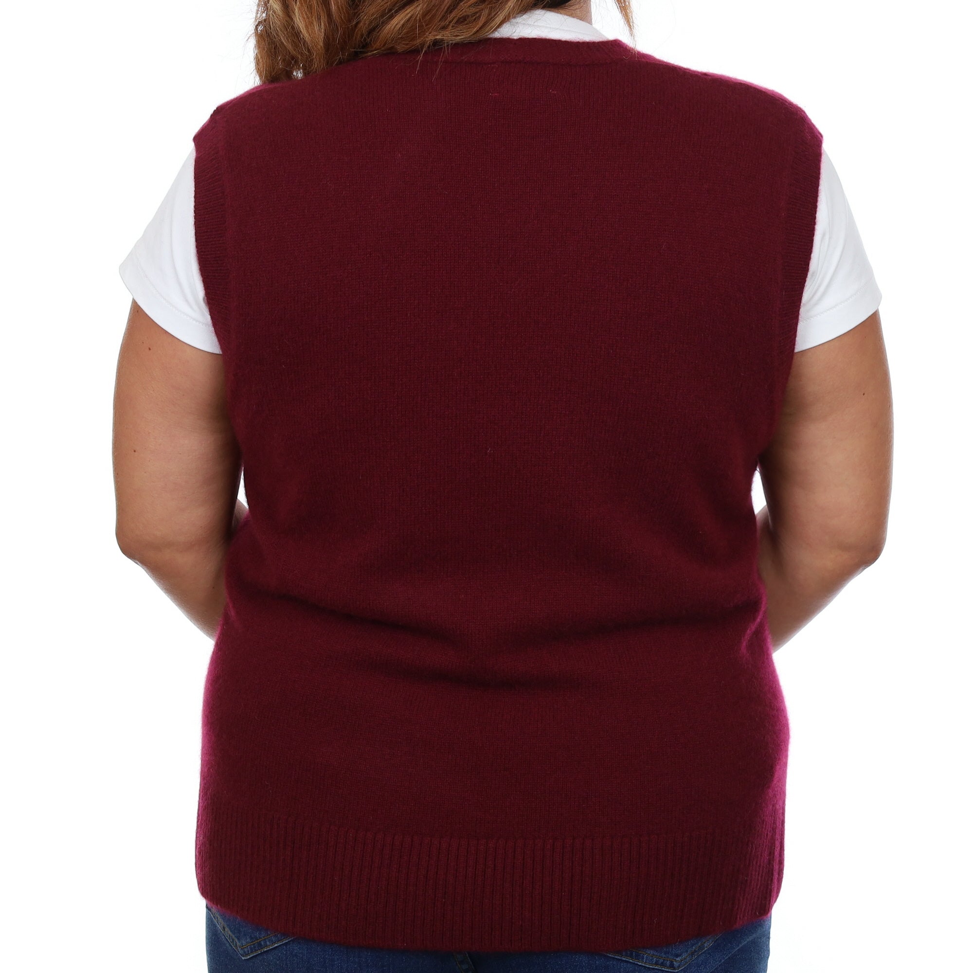 Brand New Rich Wine Luxury Cashmere Tank Top Large UK 16-18