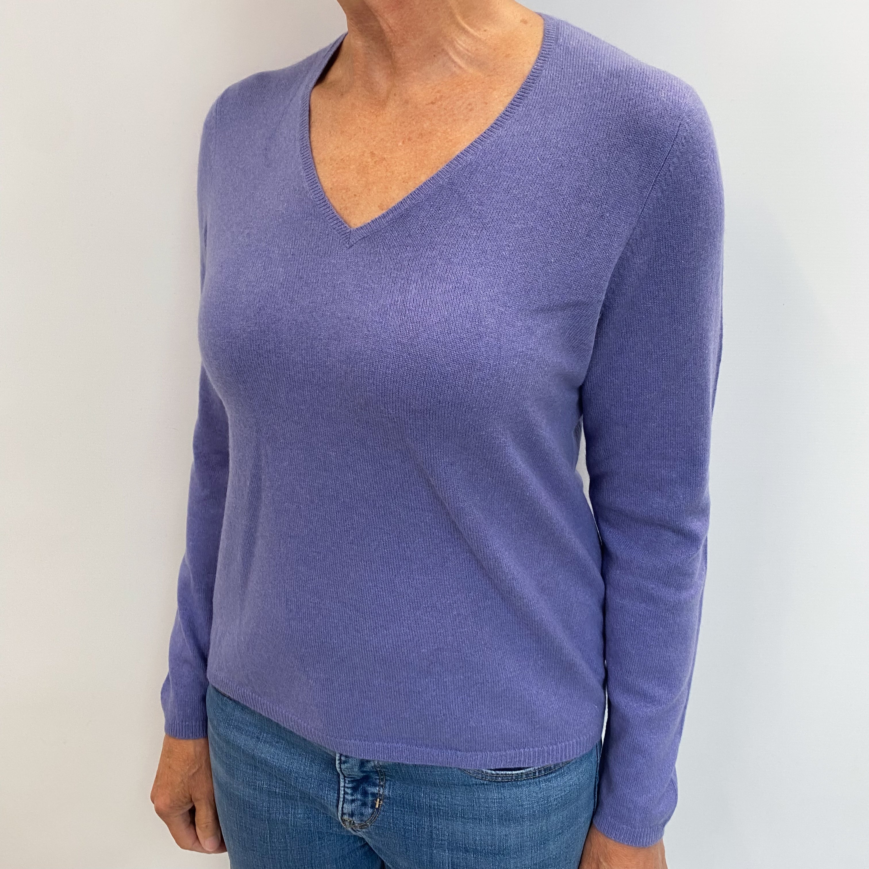 Airforce Blue Cashmere V Neck Jumper Medium