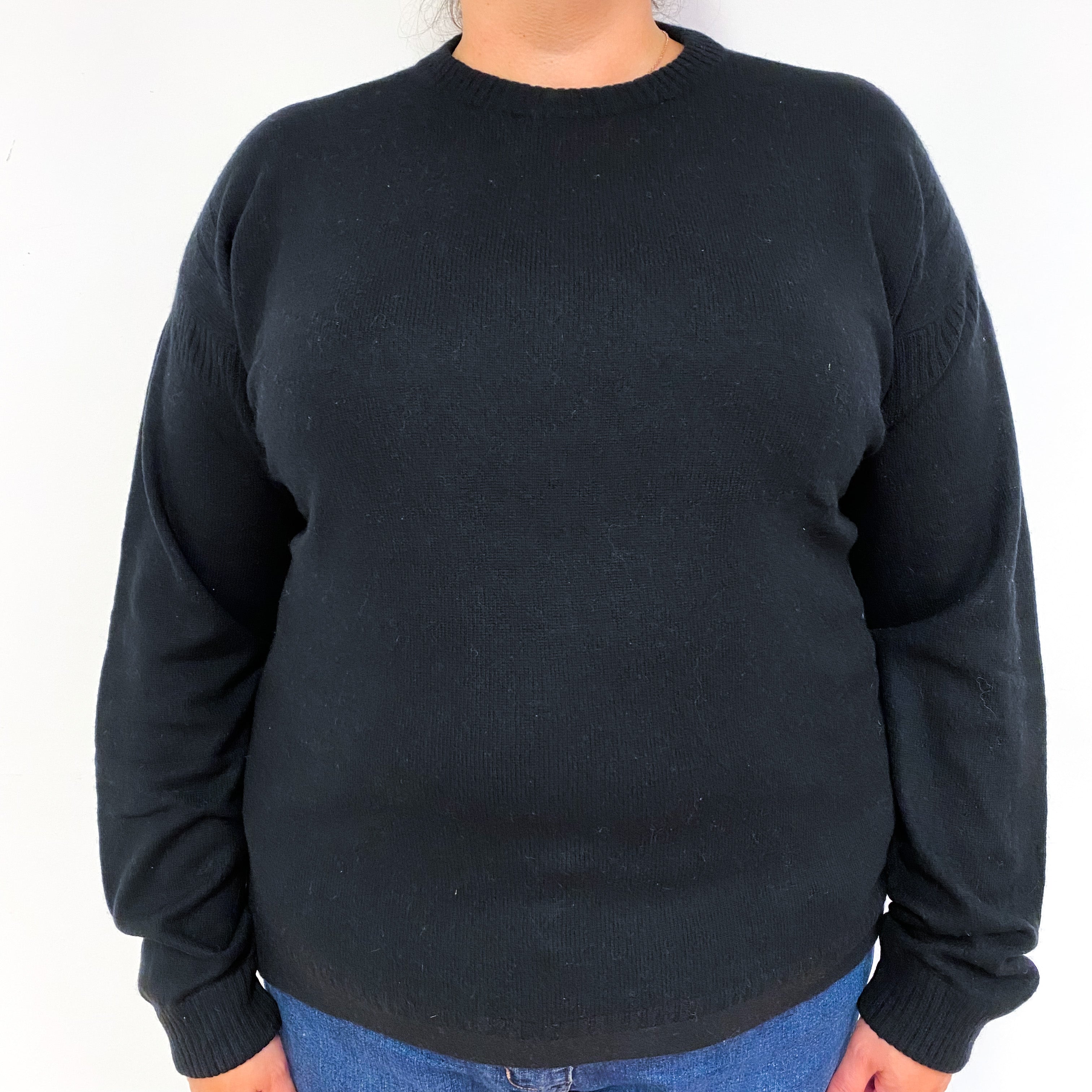 Black Cashmere Crew Neck Jumper Extra Large