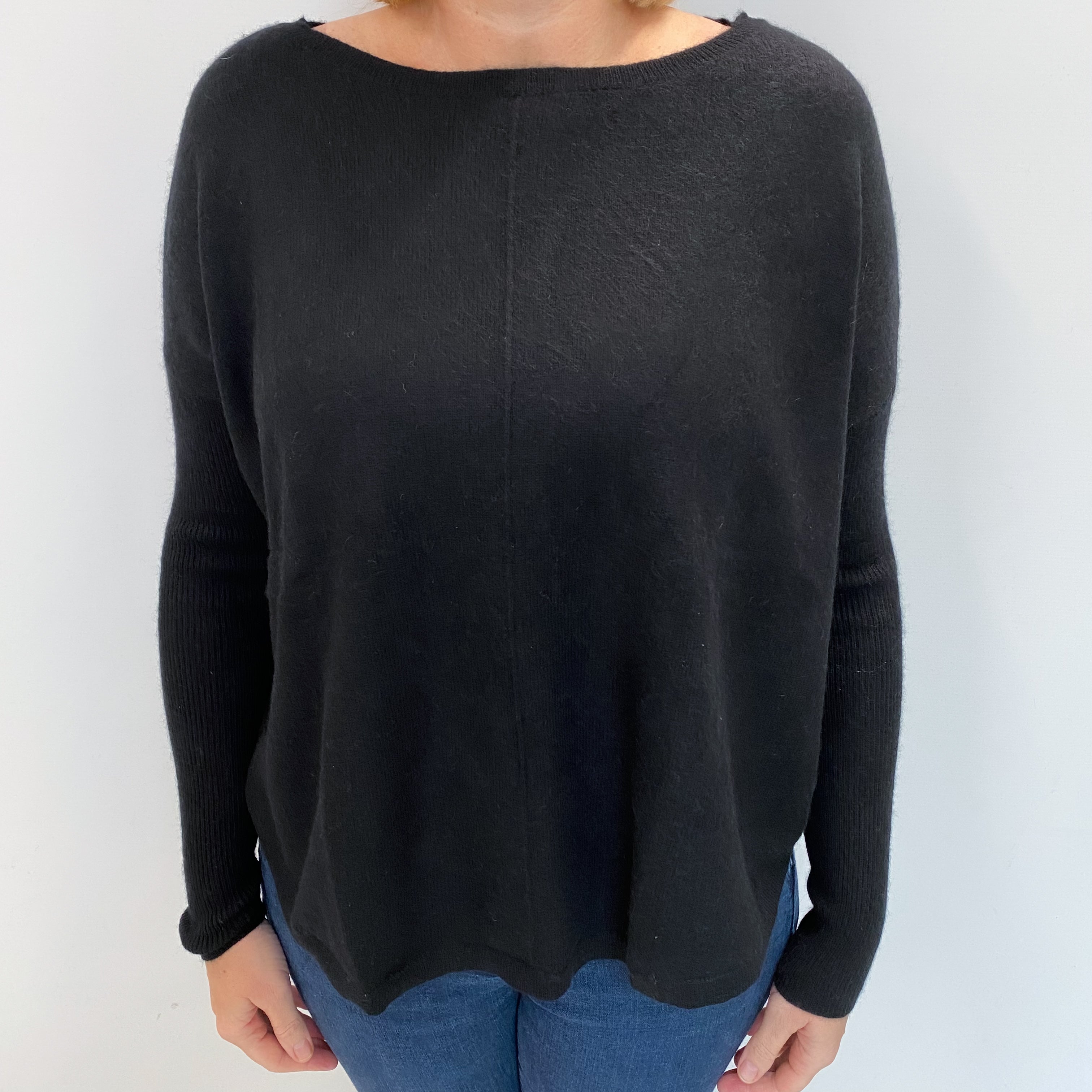 Black Cashmere Crew Neck Jumper Large