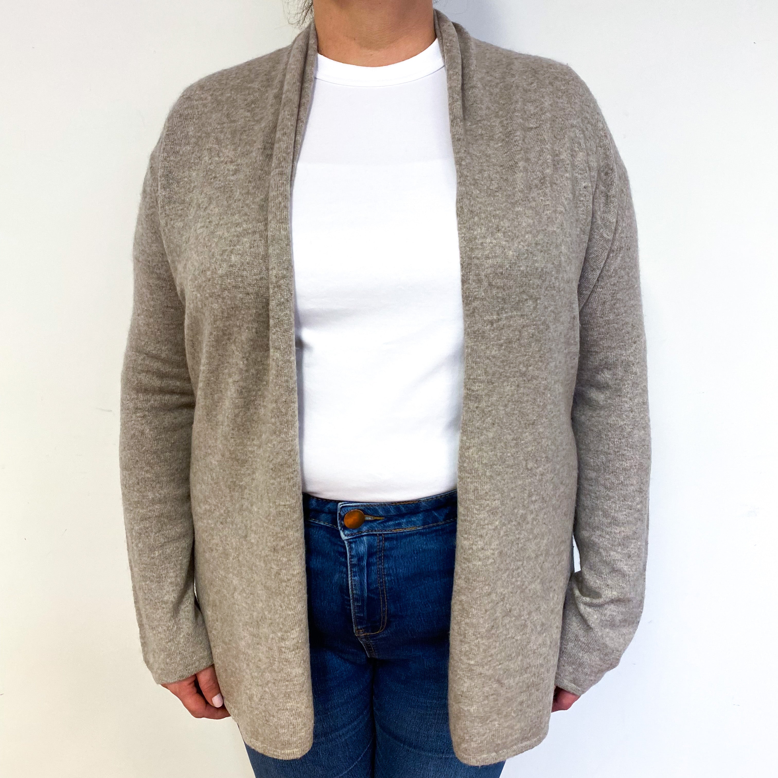 Mink Brown Cashmere Edge to Edge Cardigan Extra Large