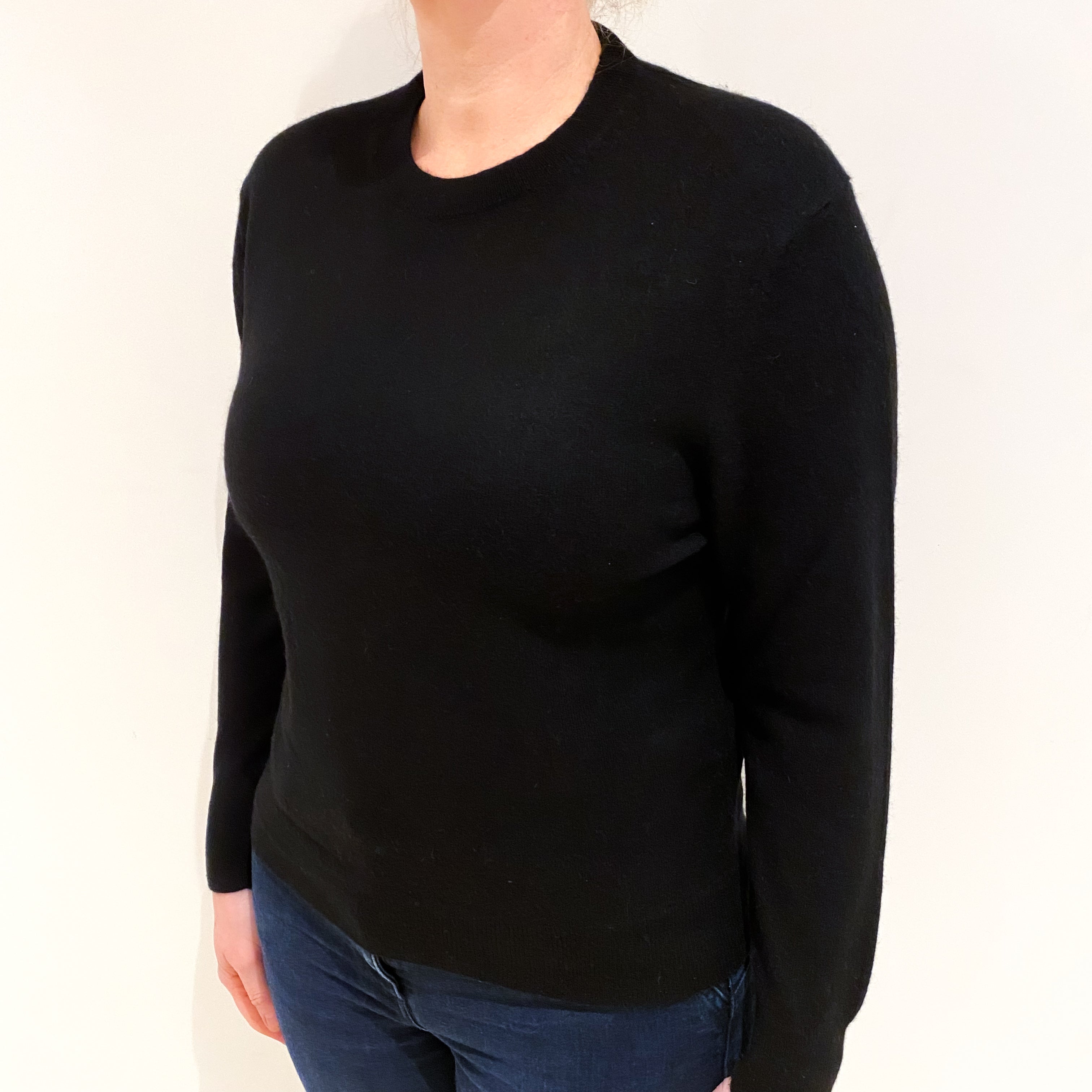 Black Cashmere Crew Neck Jumper Large