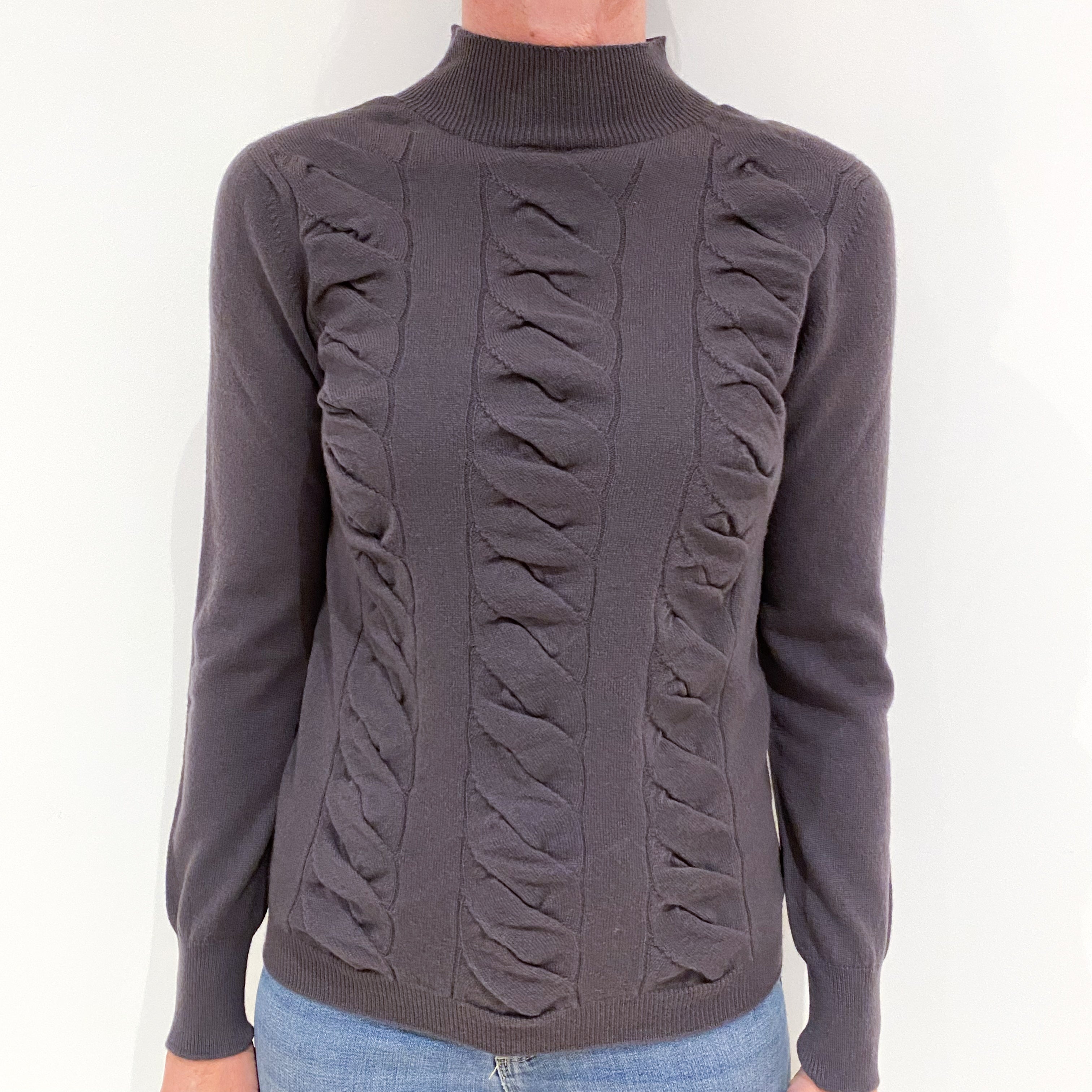 Brand New Scottish Purple Slate Cashmere Turtleneck Jumper Small