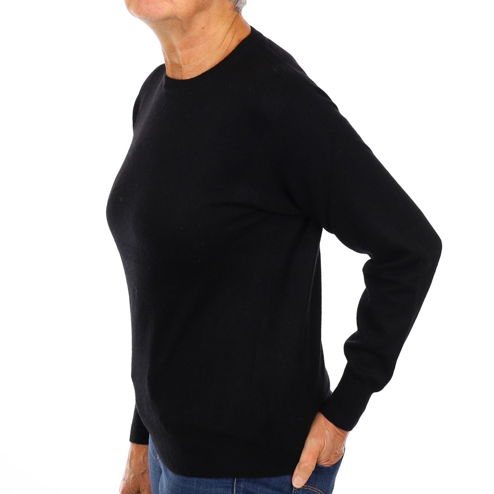 Black Cashmere Crew Neck Jumper Medium