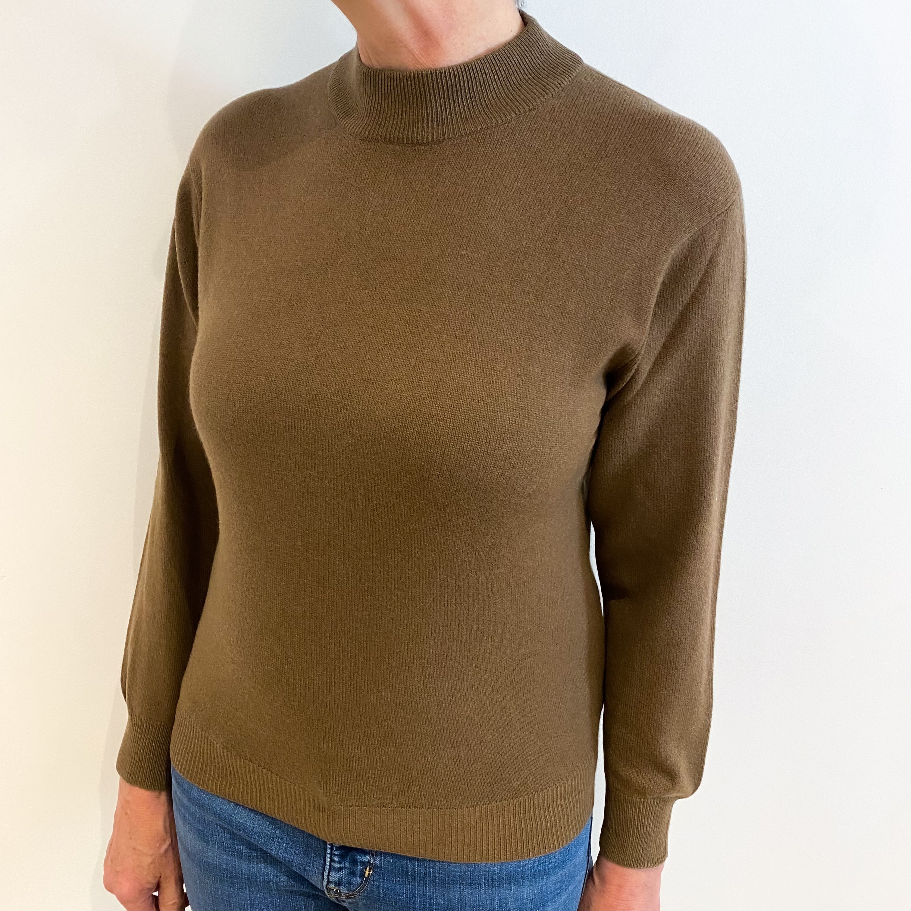 Walnut Brown Cashmere Turtle Neck Jumper Medium