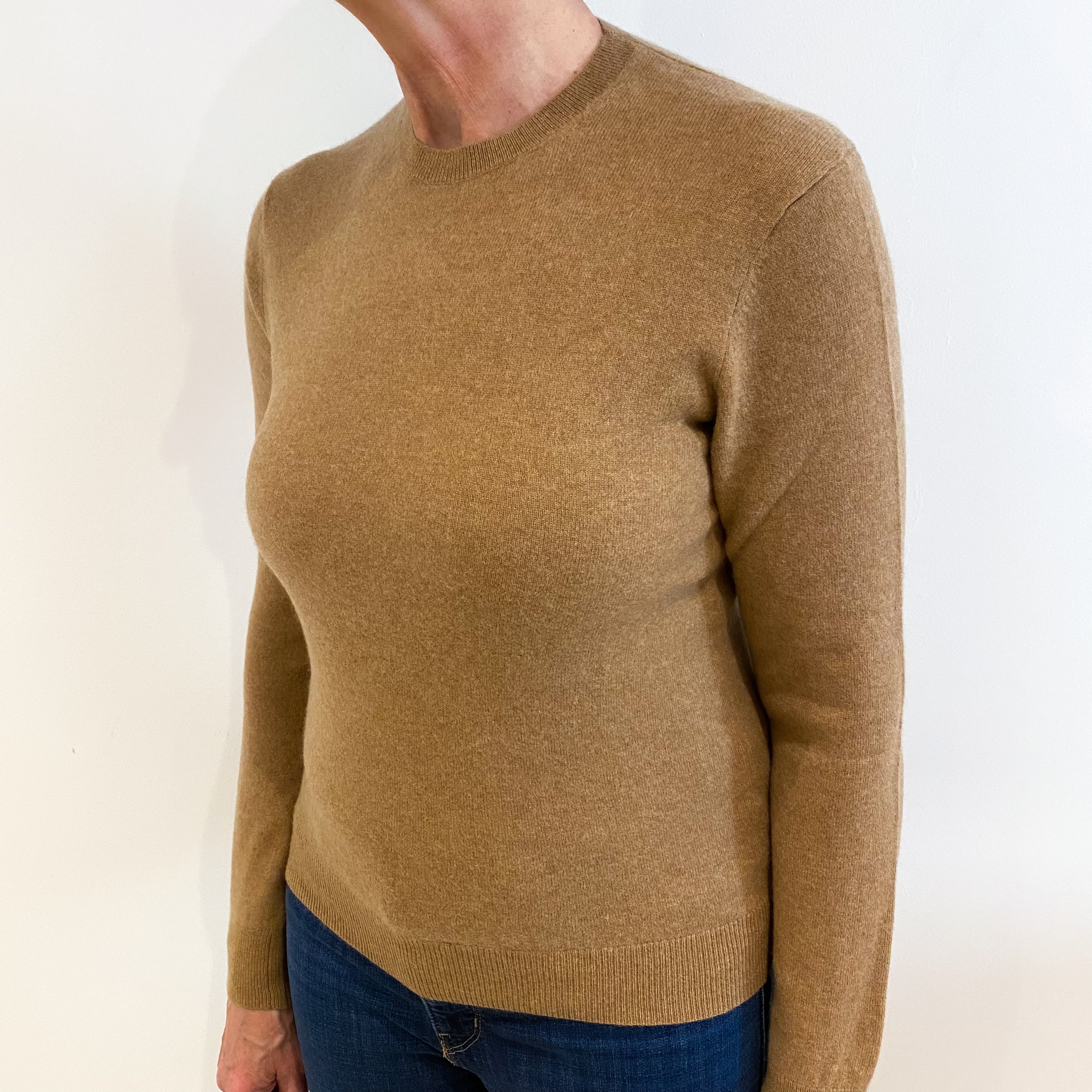 Butterscotch Brown Cashmere Crew Neck Jumper Medium