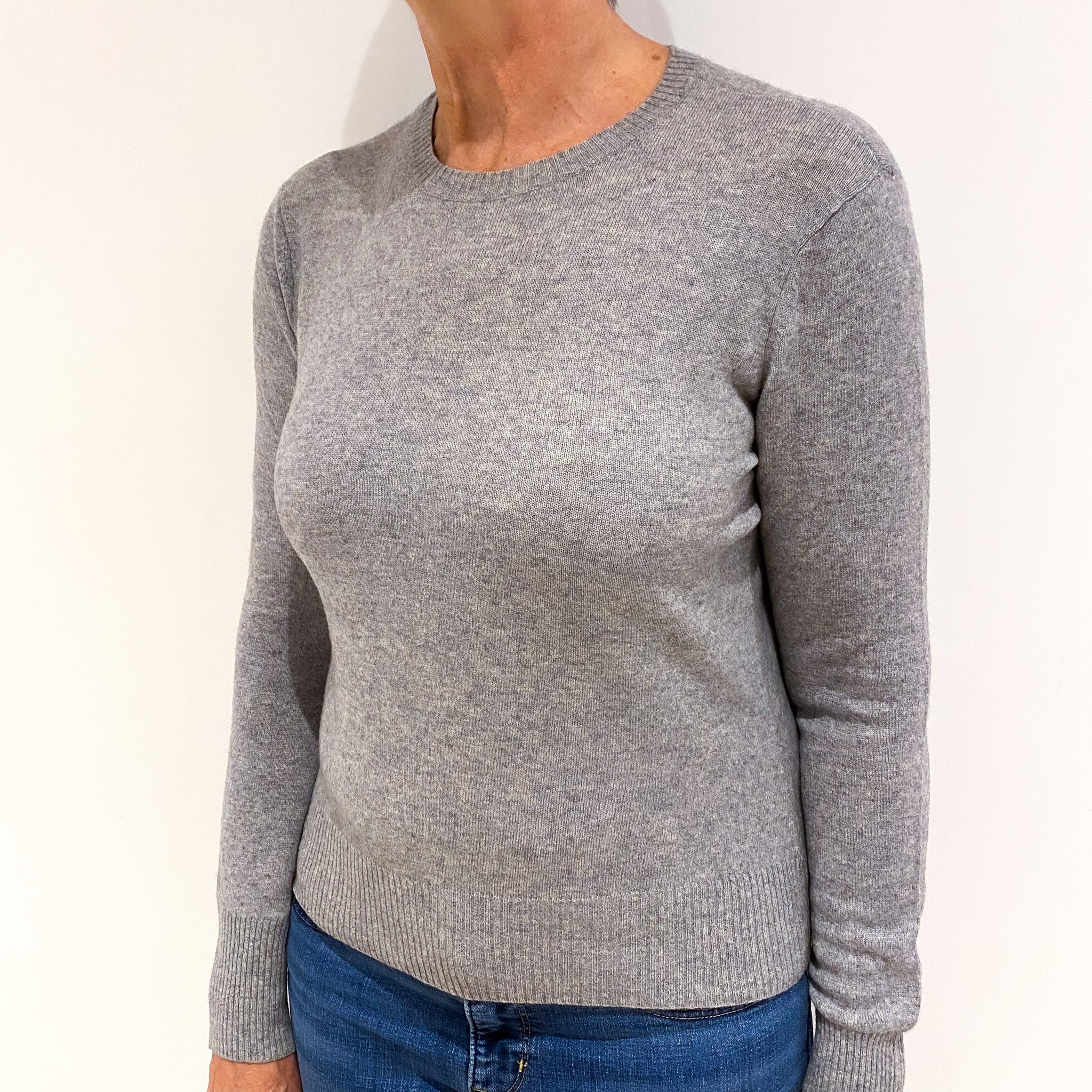 Smoke Grey Cashmere Crew Neck Jumper Medium