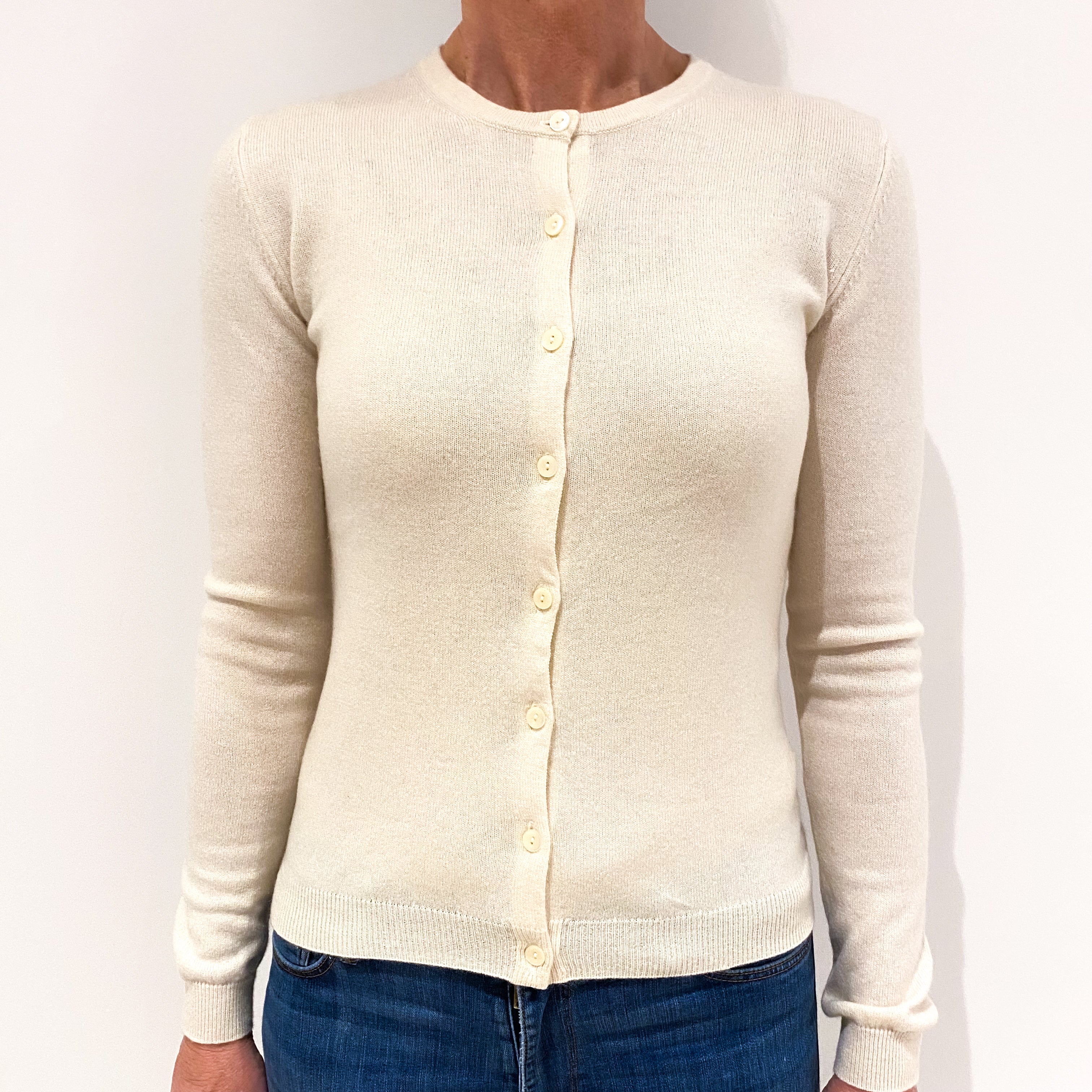 Ivory Cream Cashmere Cardigan Small