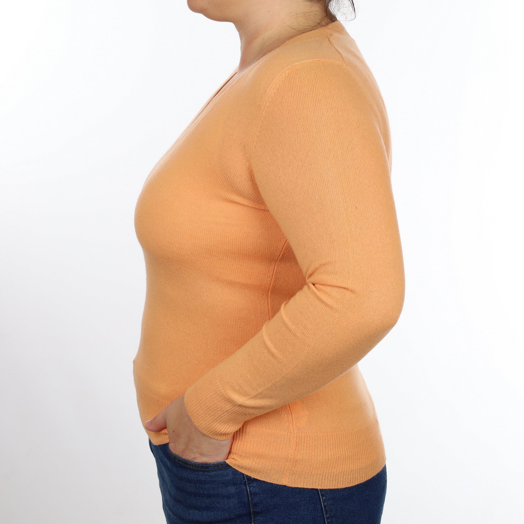 Repeat Peach Cashmere V Neck Jumper Large