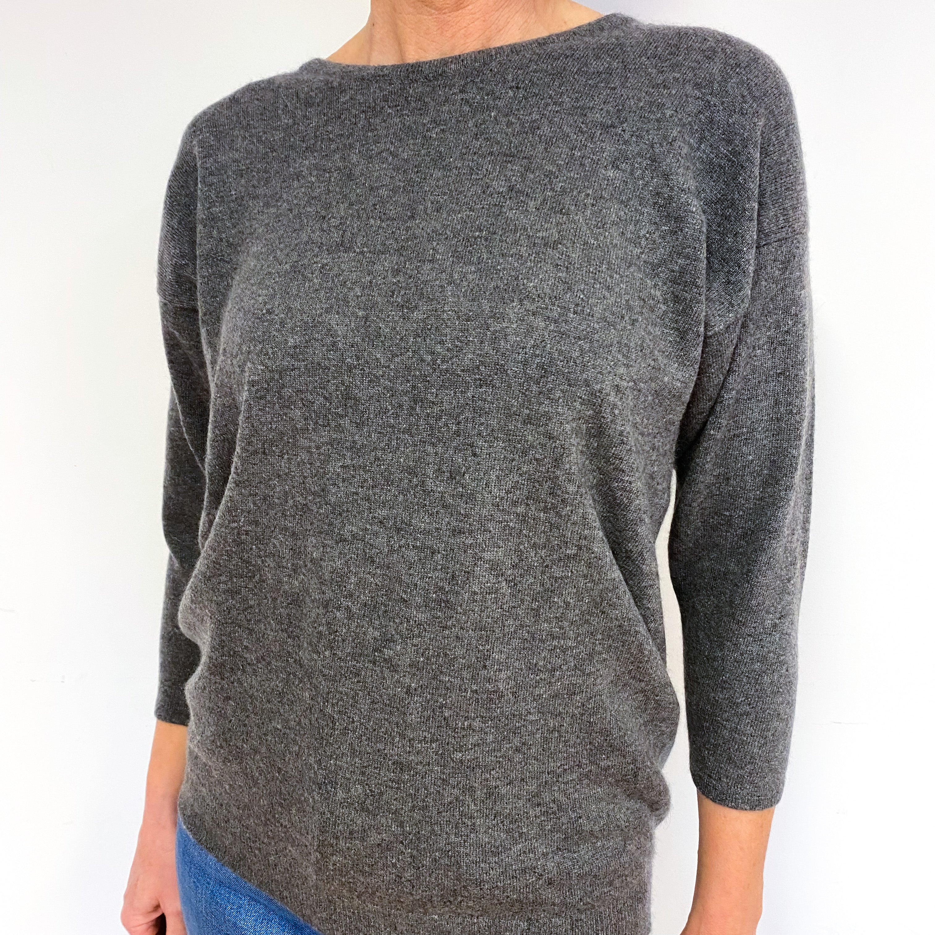 Smoke Grey Cashmere Crew Neck Jumper Medium