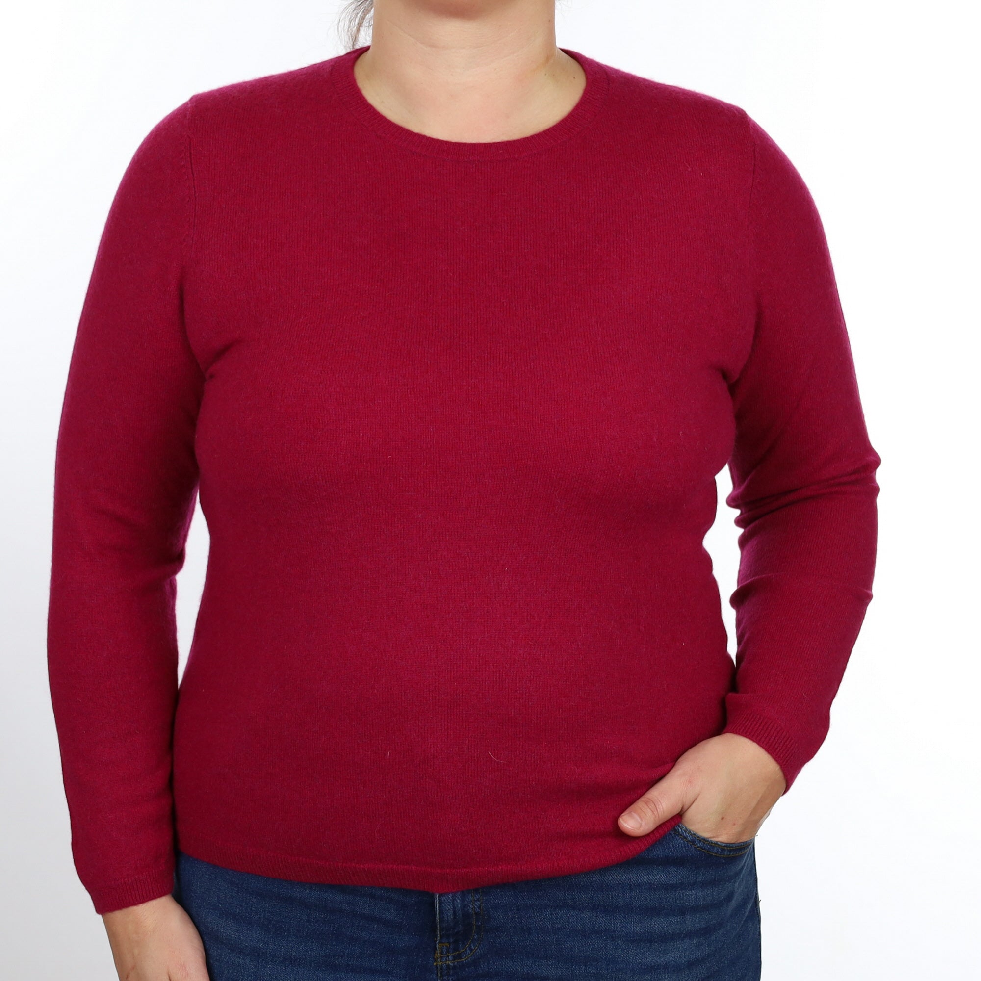 Cherry Pink Cashmere Crew Neck Jumper Large