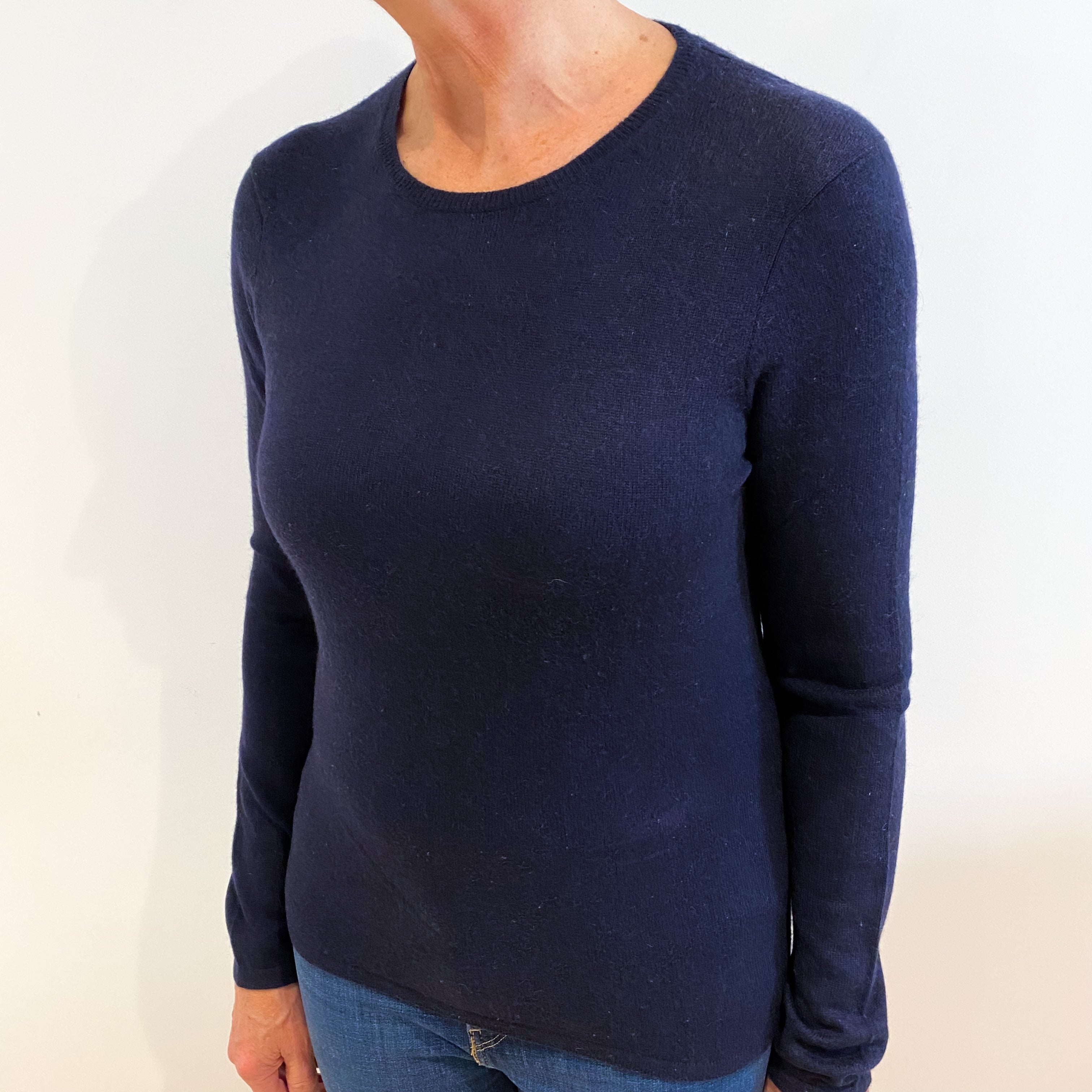 Navy Blue Cashmere Crew Neck Jumper Medium